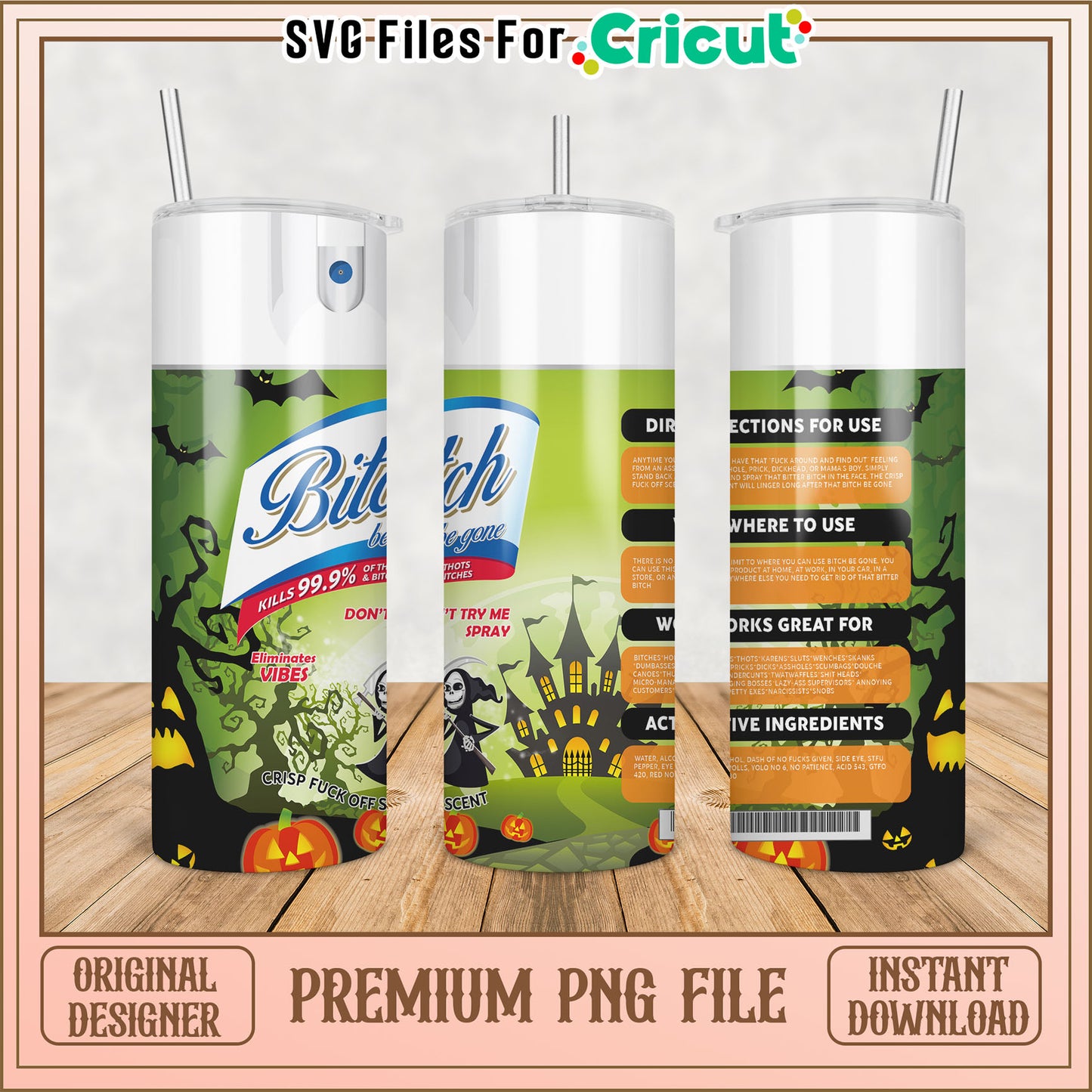 Halloween-Themed Tumbler Design Premium PNG for Cricut Crafting