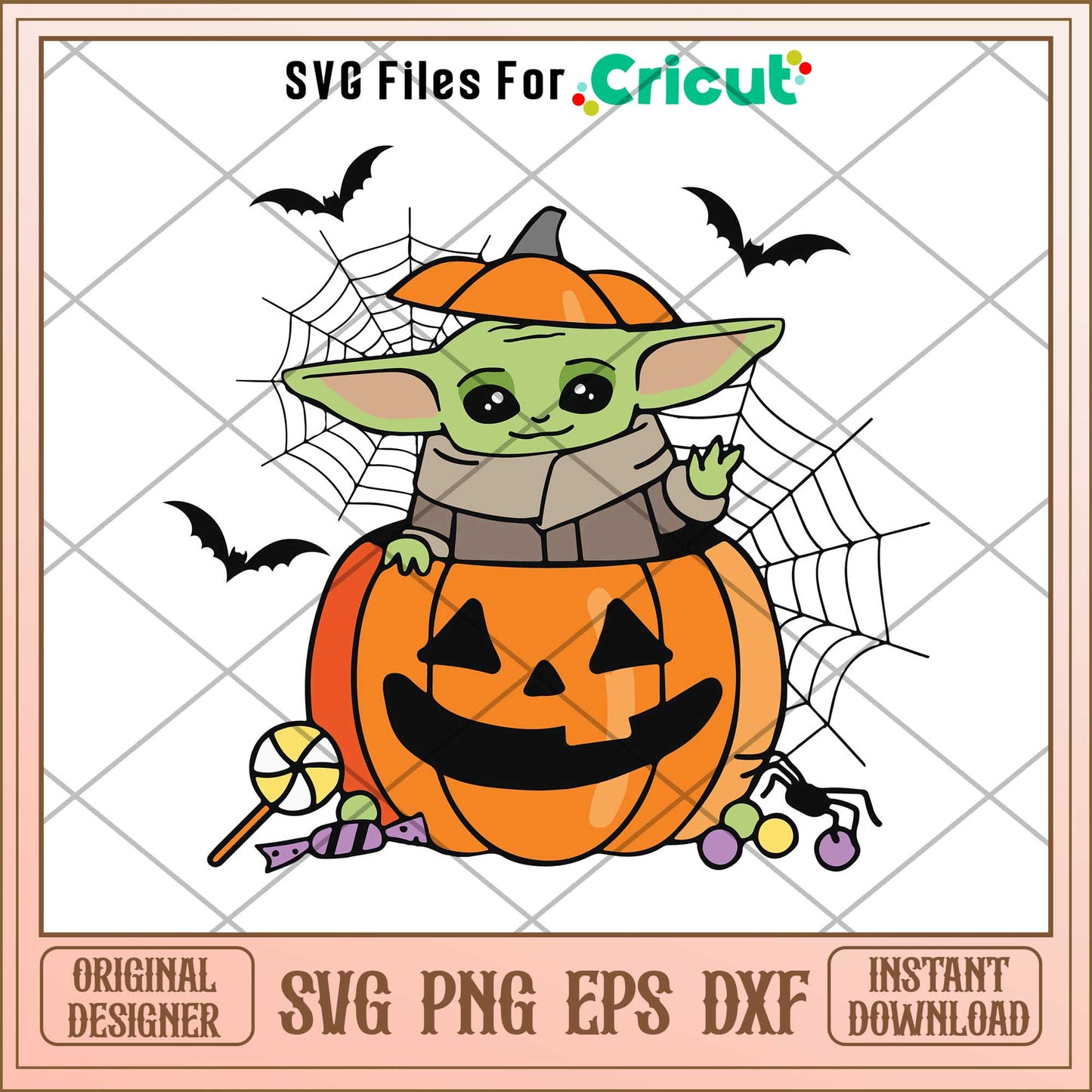 Halloween Baby Yoda Hug Pumpkin svg, The Mandalorian svg, digital download