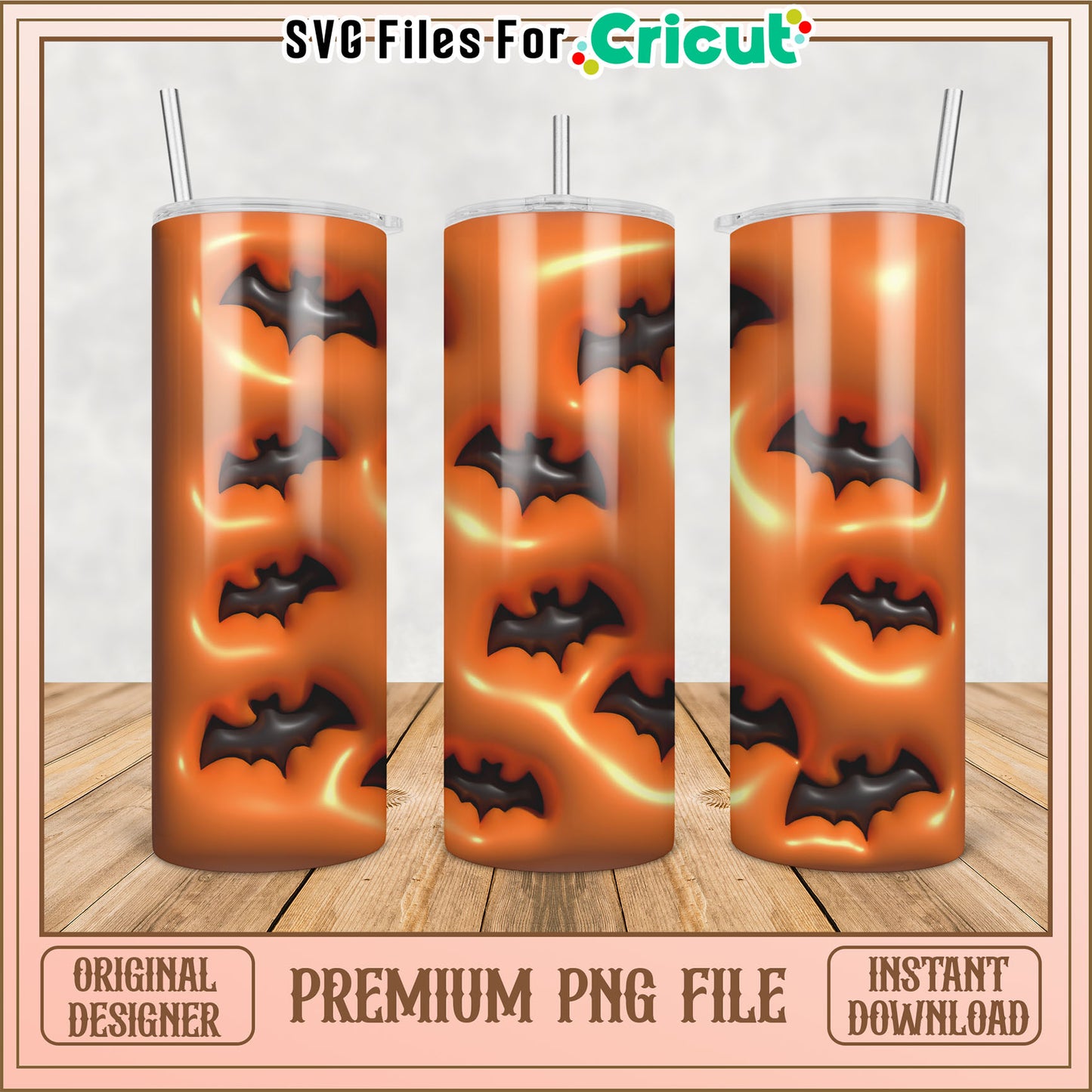 Halloween Bat PNG Tumbler Design