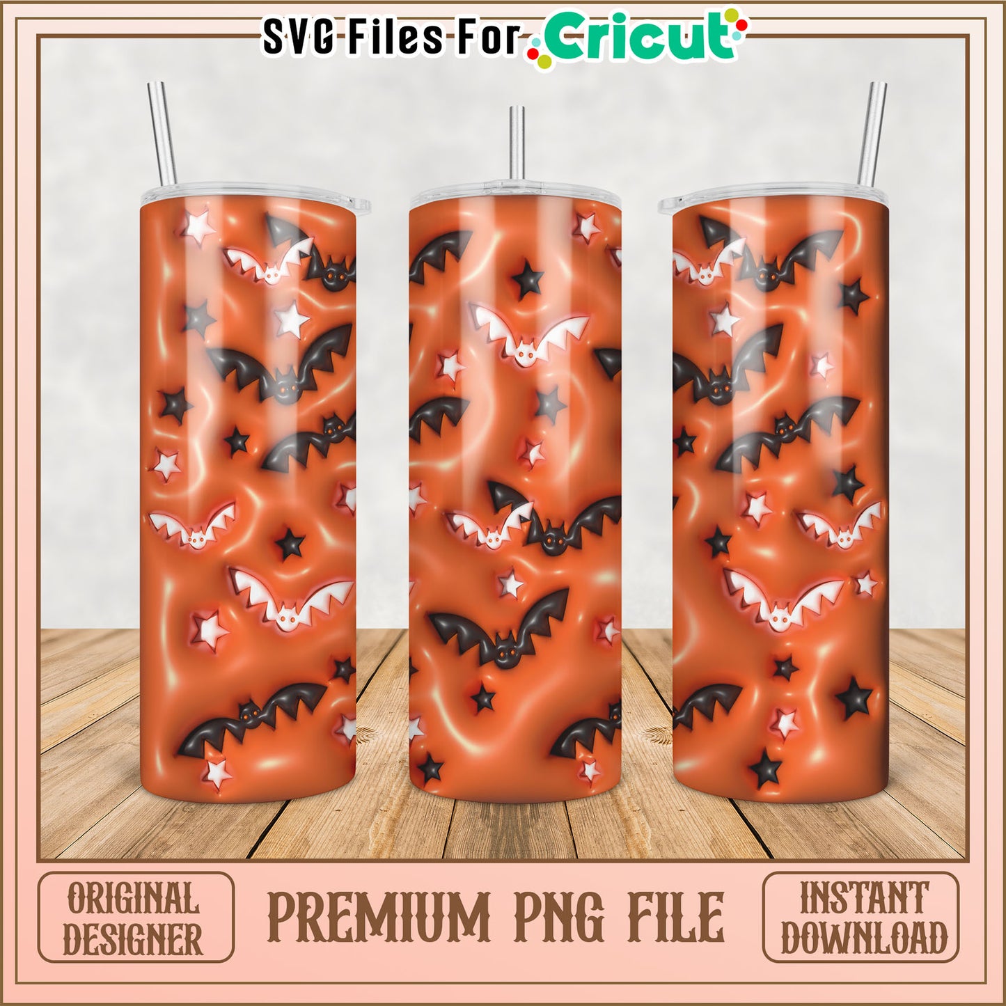 Halloween Bats PNG Sublimation Tumbler