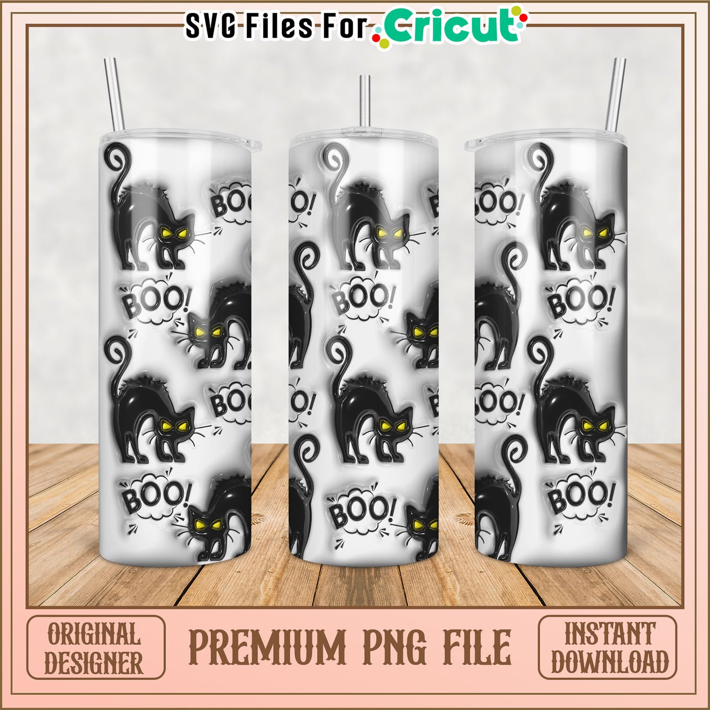 Halloween Black Cat PNG Sublimation Design