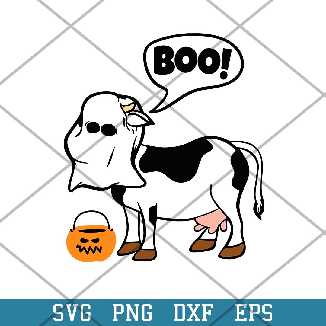 Halloween Cow Ghost Costume Cute Boo Svg, Halloween Svg-Svgfilesforcricut