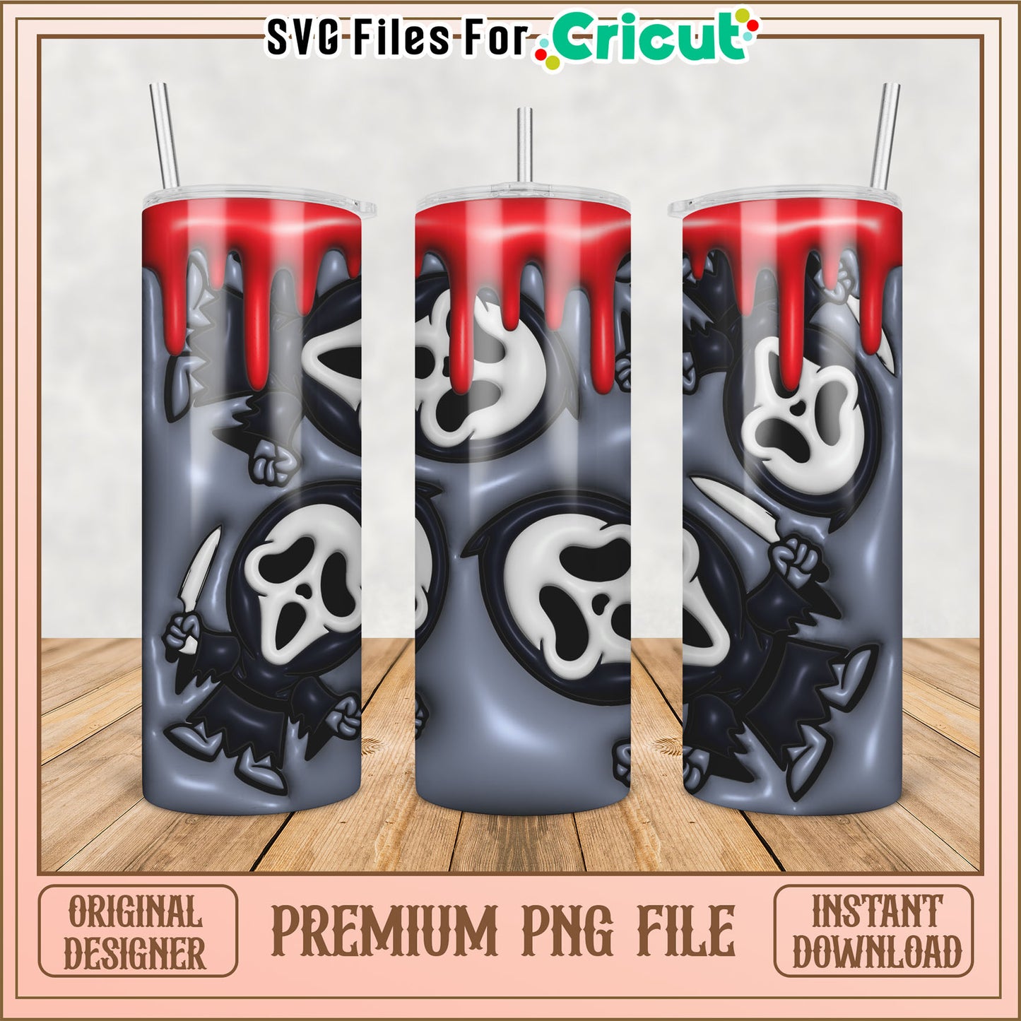 Halloween Ghost Face Tumbler PNG