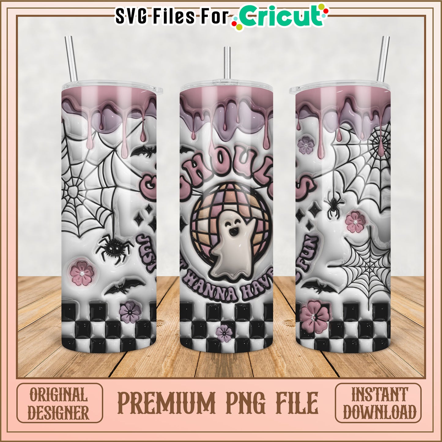 Halloween Ghost Tumbler PNG Design