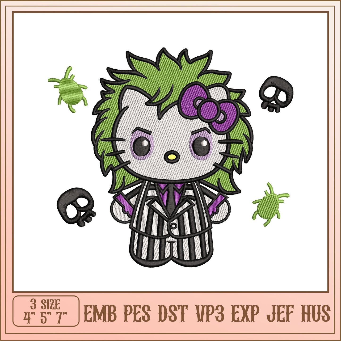 Halloween Hello Kitty Embroidery Design