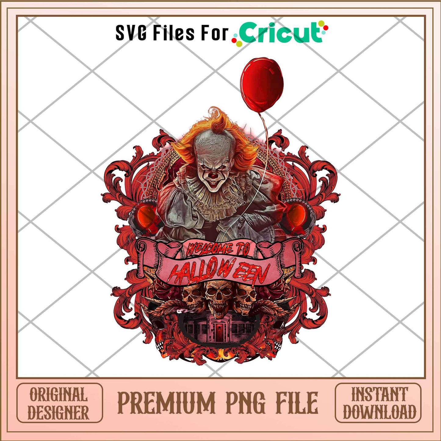 Halloween Horror Pennywise png, Horror characters png, Digital Download