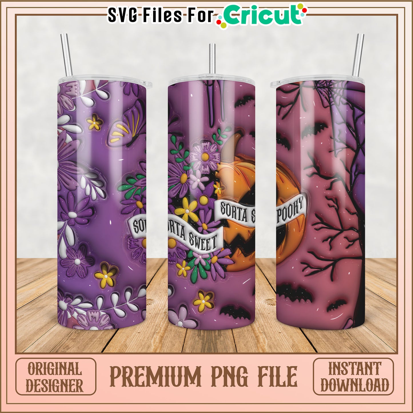 Halloween Pumpkin Tumbler PNG Design