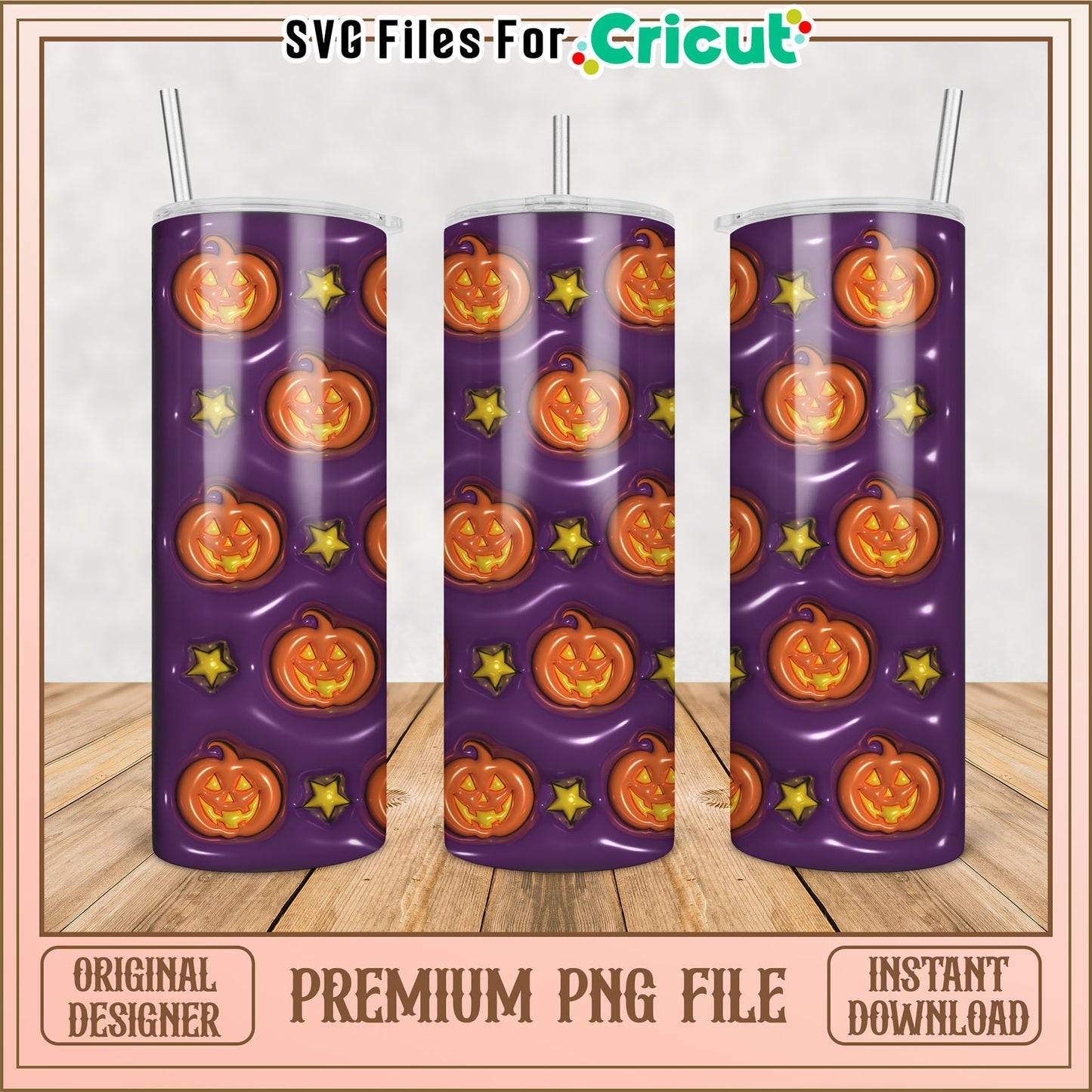 Halloween Pumpkin Tumbler PNG Design for Cricut Projects 2023