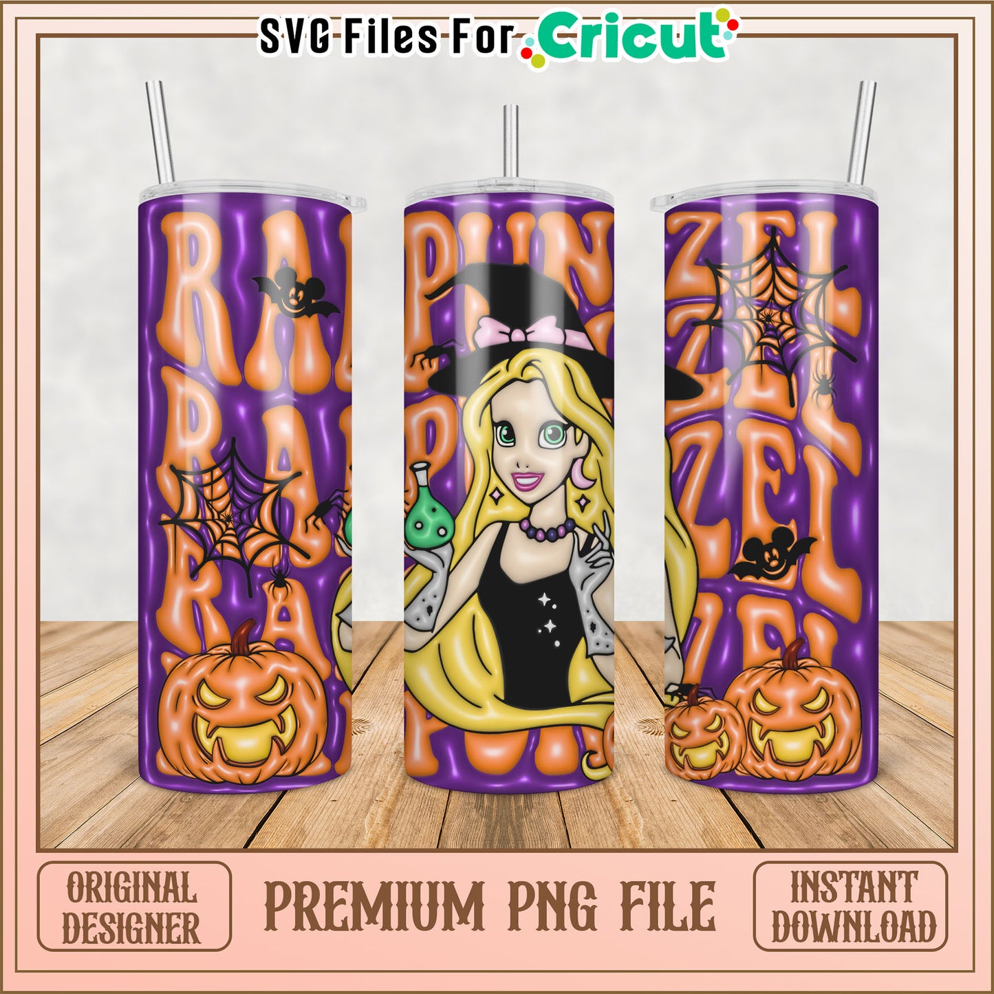 Halloween Rapunzel PNG Tumbler Design