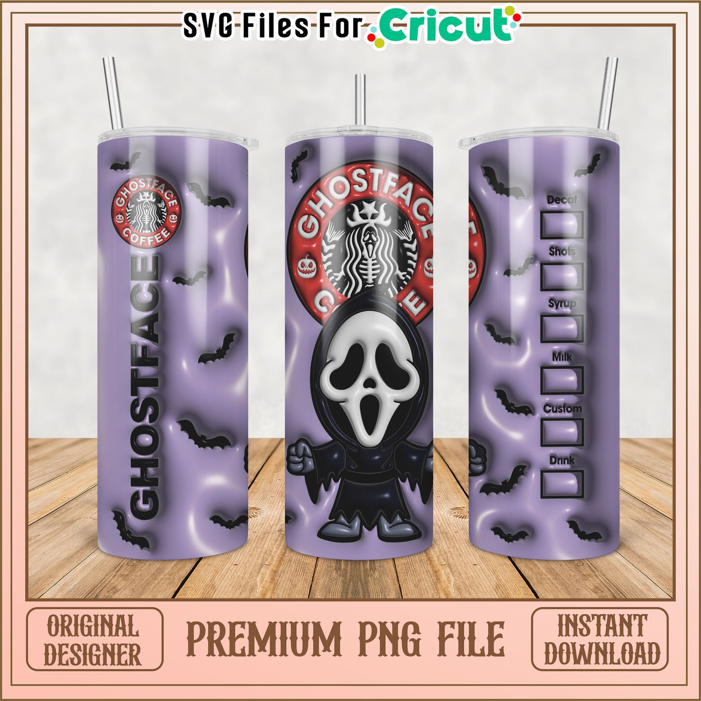 Halloween Starbucks Ghostface PNG Sublimation