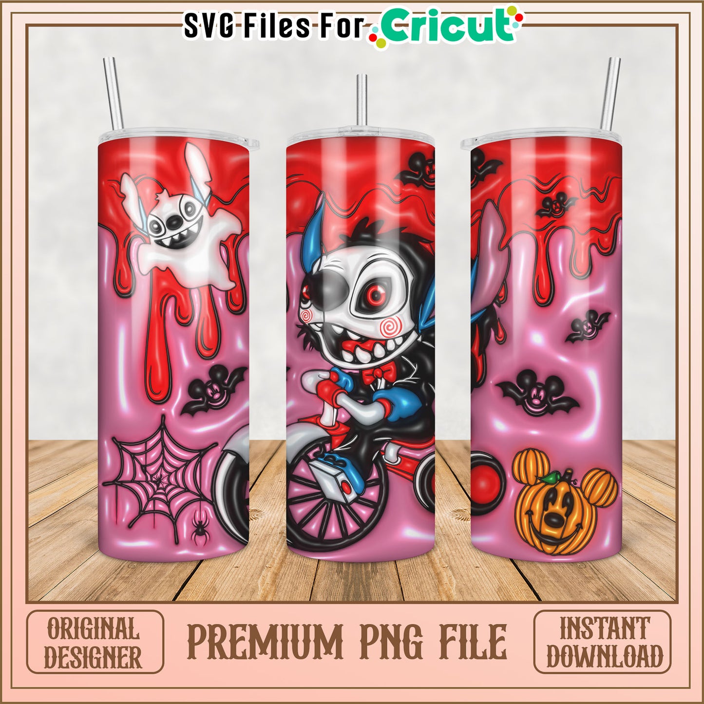 Halloween Stitch Tumbler PNG Design