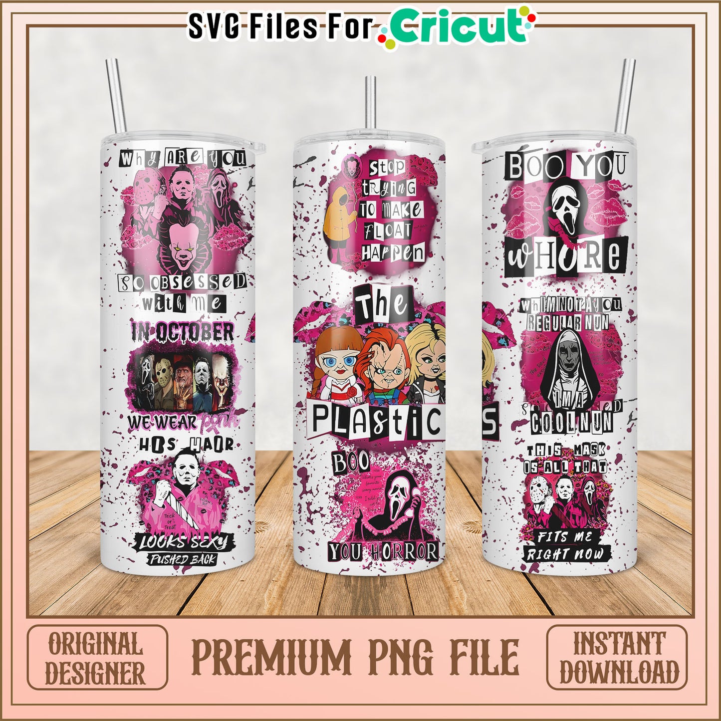 Halloween Themed Tumbler PNG Design for Cricut Lovers Download