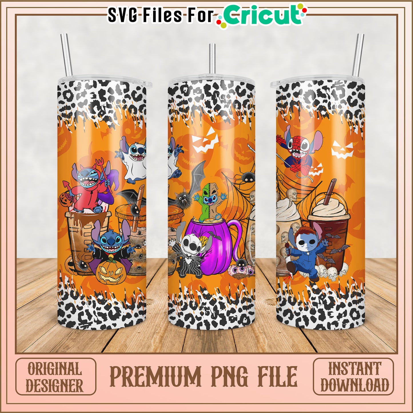 Halloween Themed Tumbler PNG Design for Cricut Projects Download