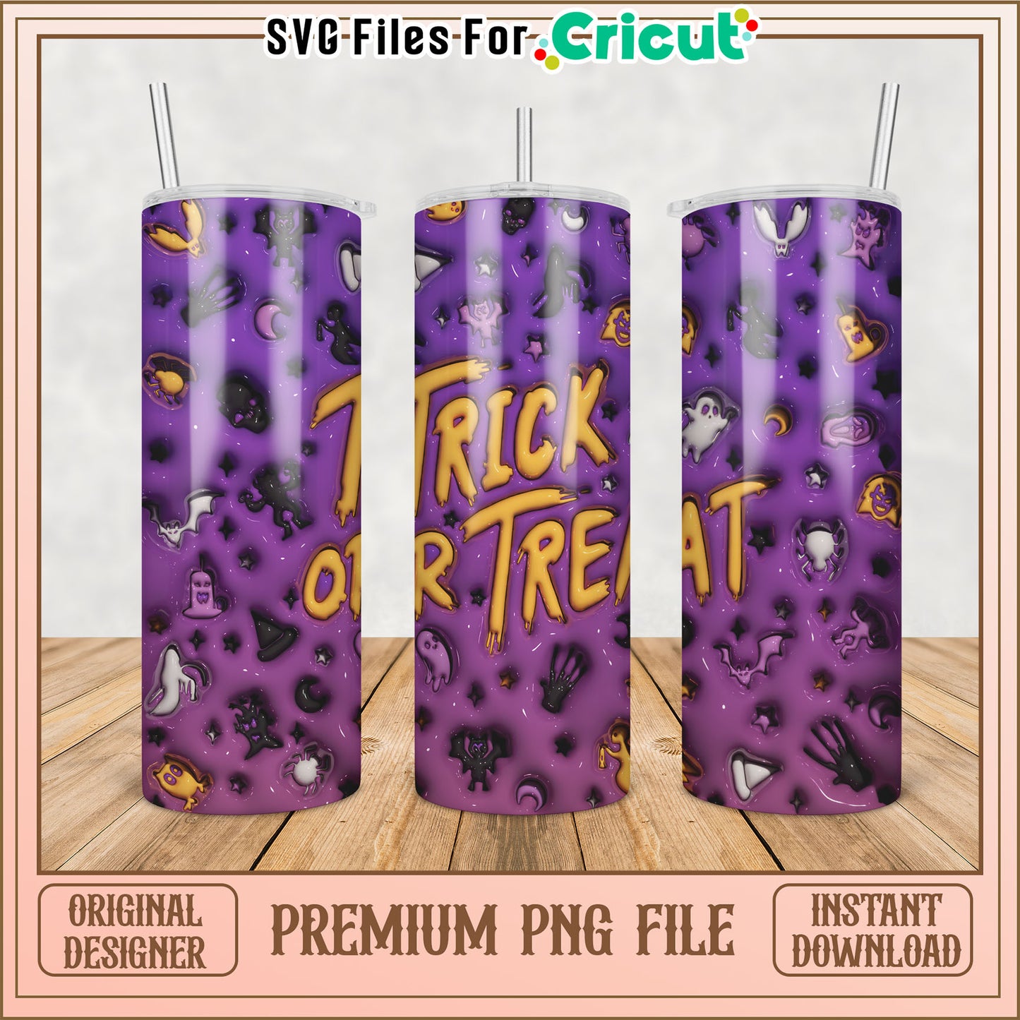 Halloween Trick or Treat Tumbler PNG