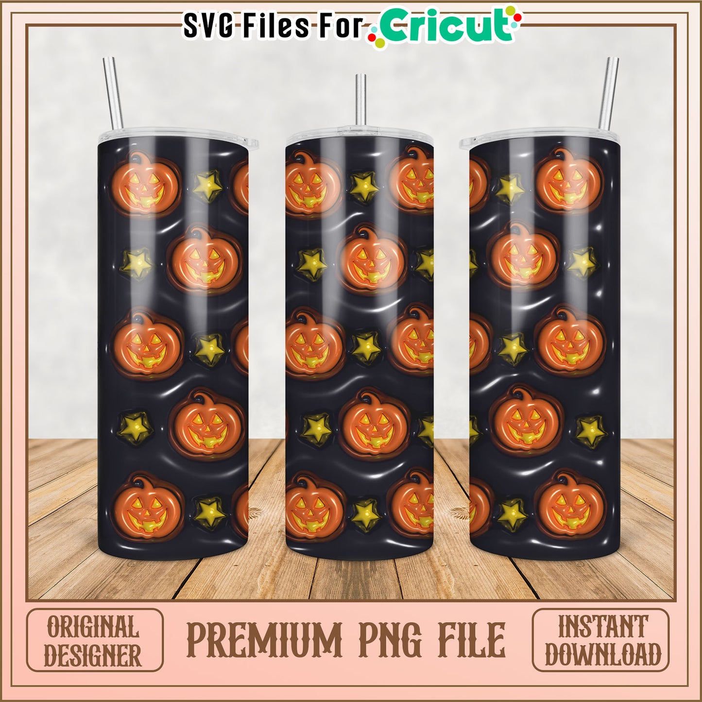 Halloween Tumbler Design PNG File for Cricut Crafting Projects