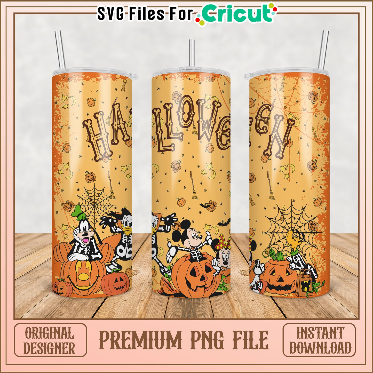Halloween Tumbler Design PNG File for Cricut DIY Projects