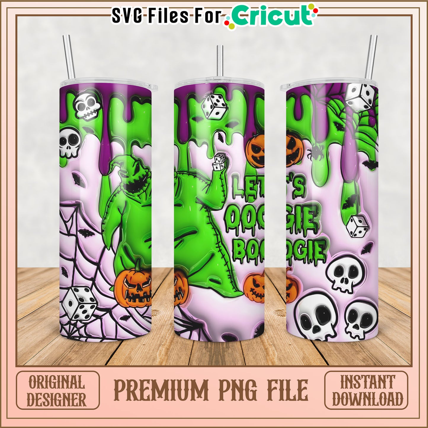 Halloween Tumbler Design PNG Let's Boogie Instant Download File