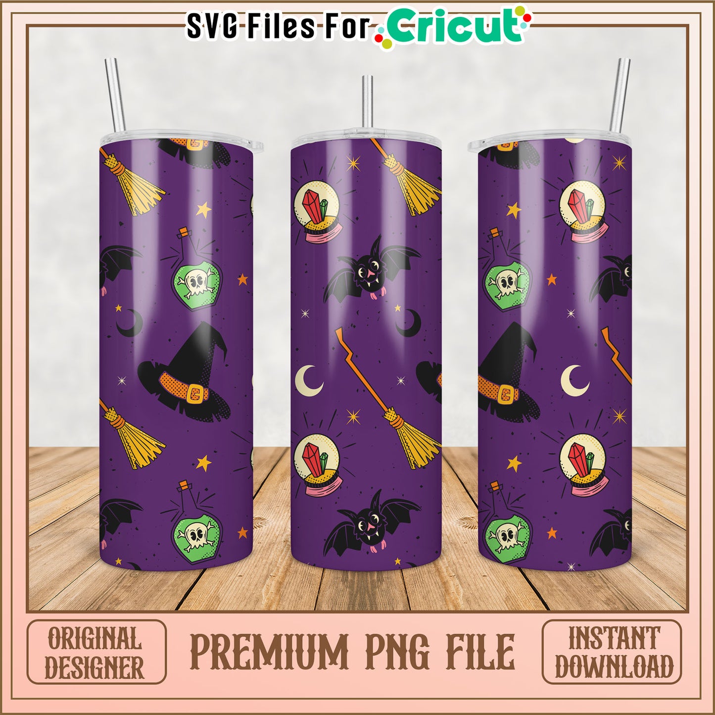 Halloween Tumbler Design PNG for Cricut Craft Projects Download