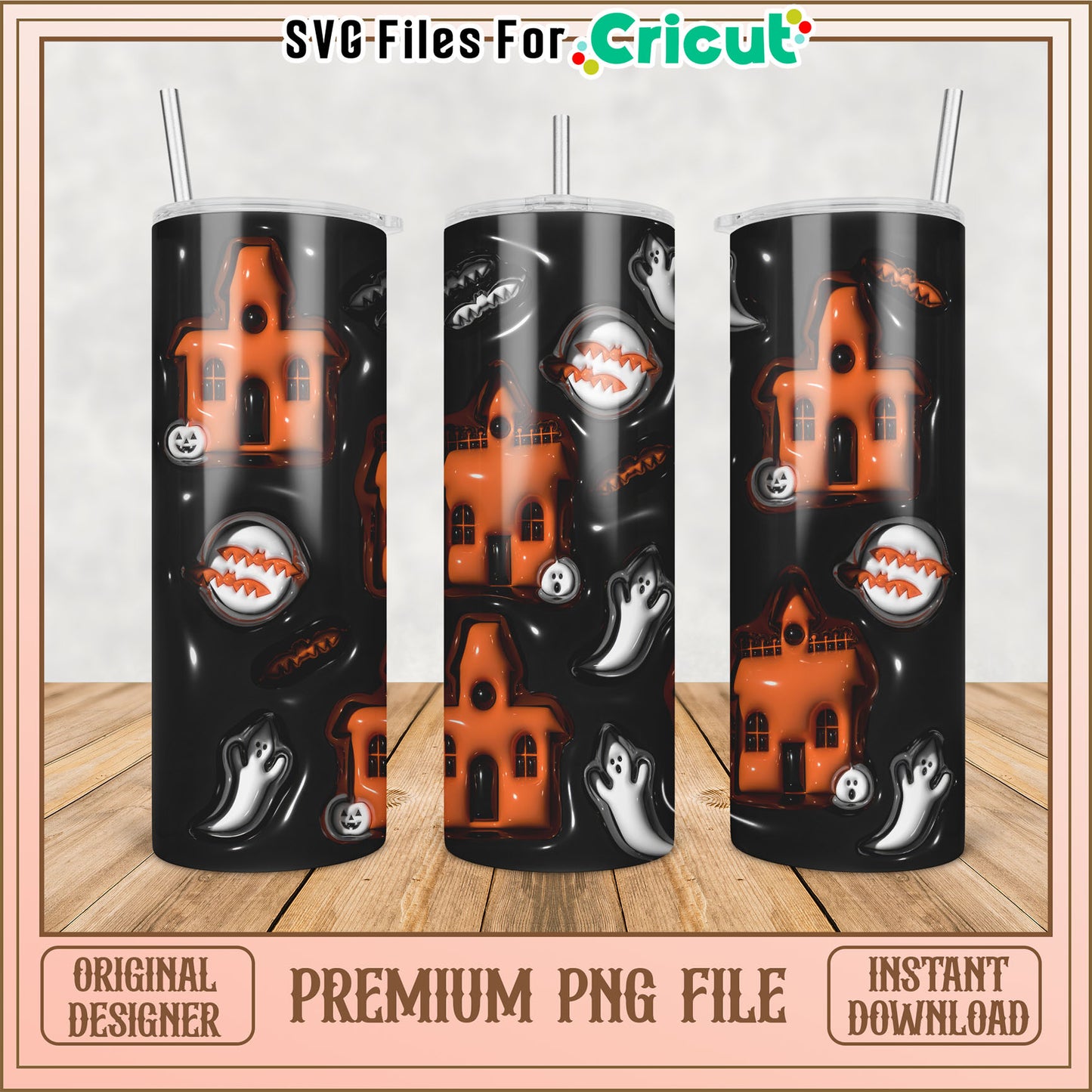 Halloween Tumbler Design PNG for Cricut Instant Download File