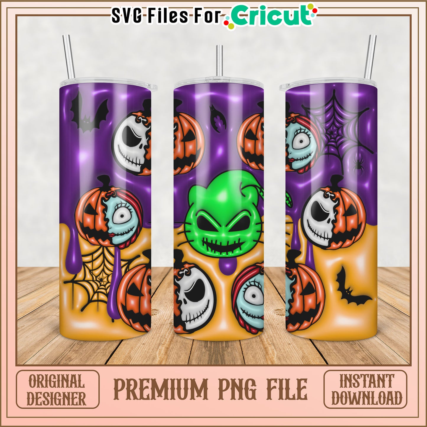 Halloween Tumbler Design Premium PNG for Cricut Instant Download