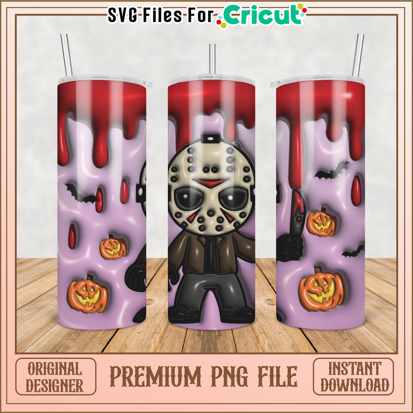 Halloween Tumbler PNG Design Jason Voorhees