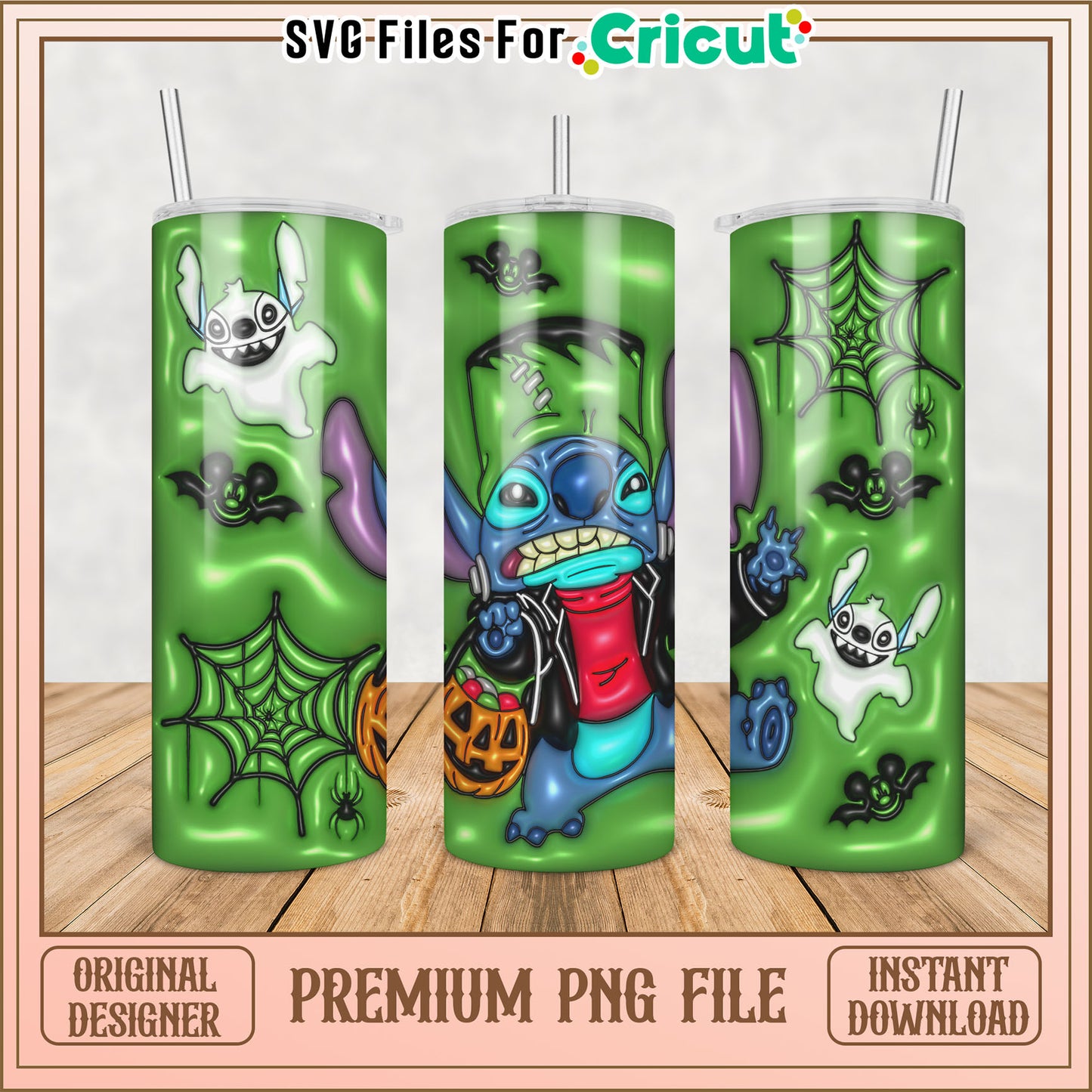 Halloween Tumbler PNG Design with Fun Cartoon Characters