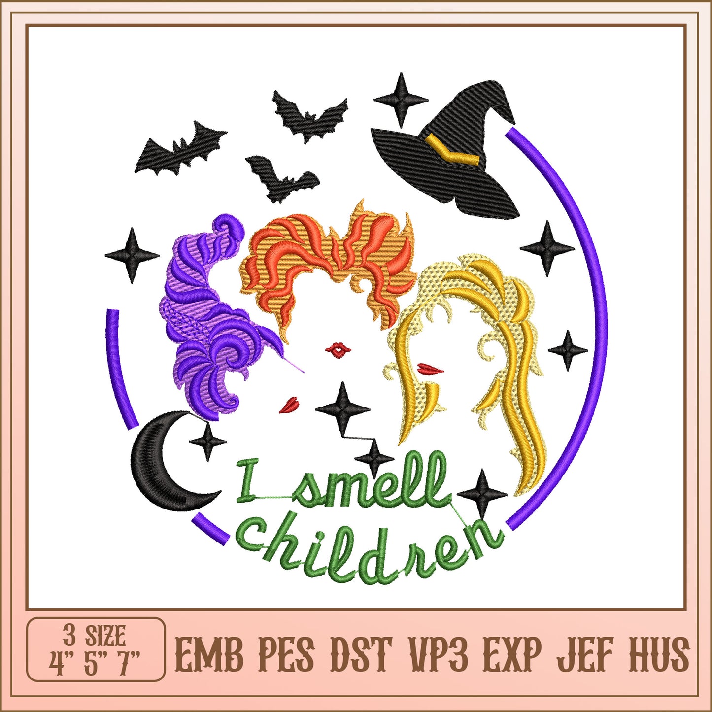Halloween Witches Embroidery Design
