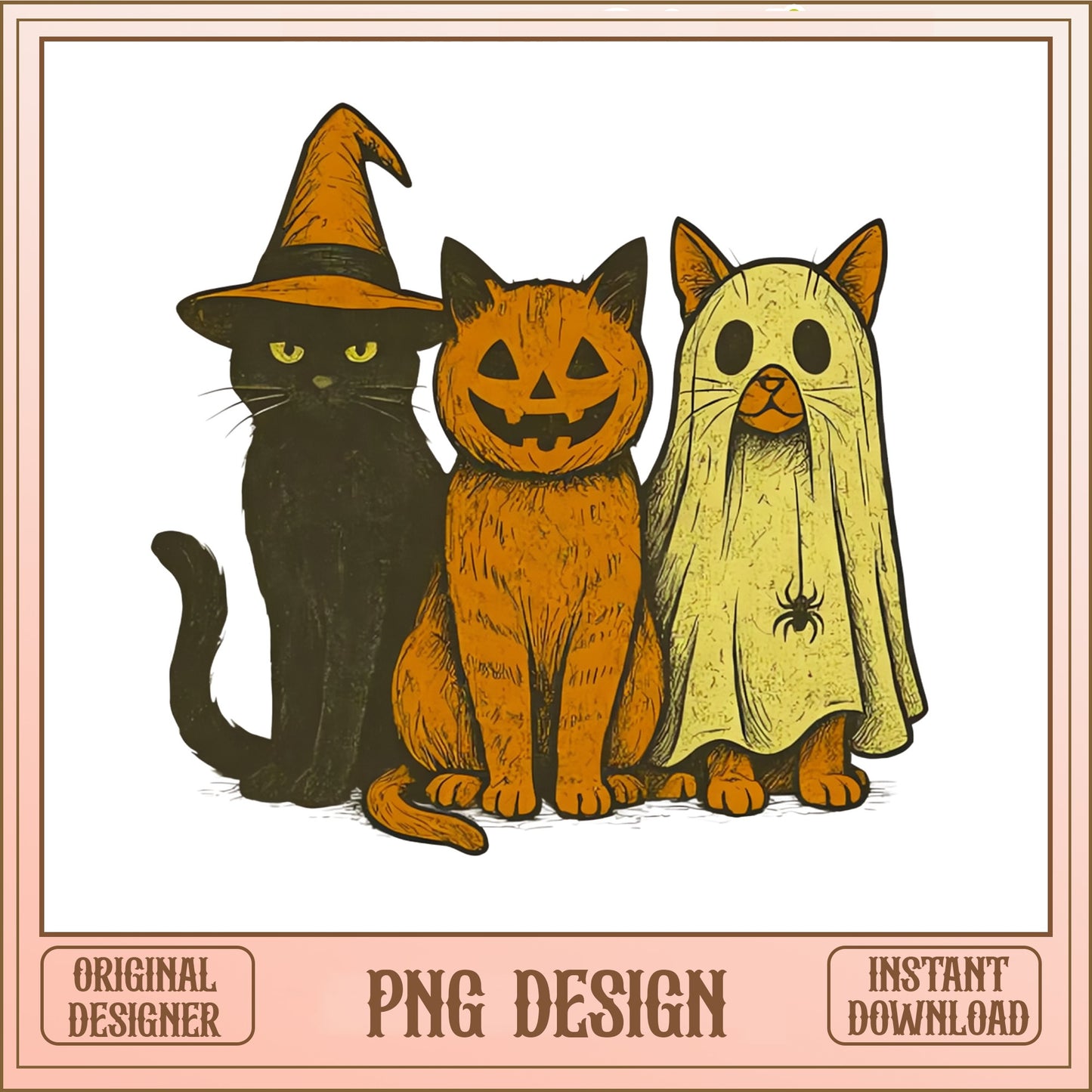 Halloween Black Cat Witch Ghost PNG, Spooky Cat PNG, Halloween PNG