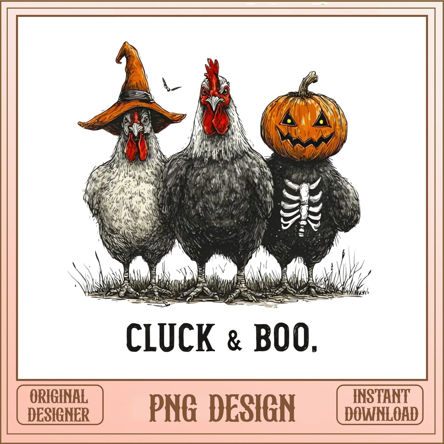 Halloween Chicken Cluck And Boo PNG, Funny Farm PNG, Halloween PNG