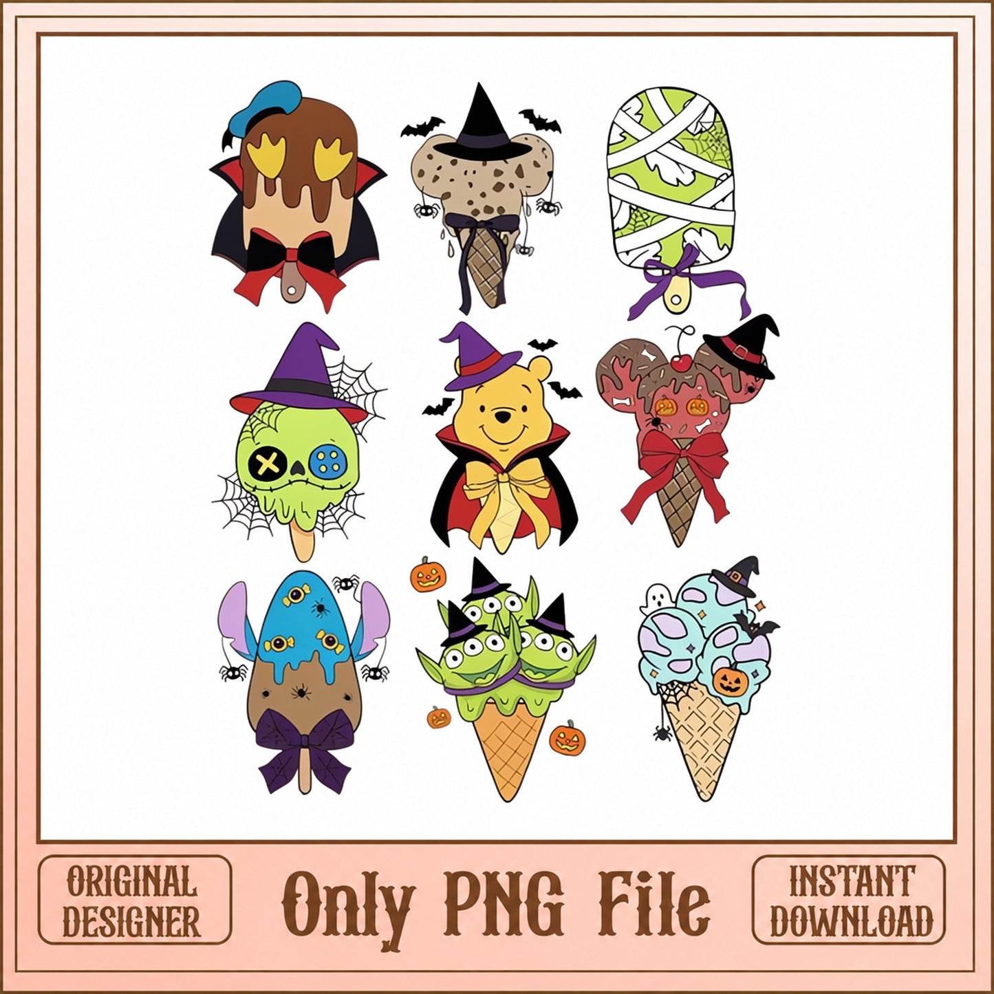 Halloween Ice Cream SVG Bundle, Spooky Dessert Clipart, PNG