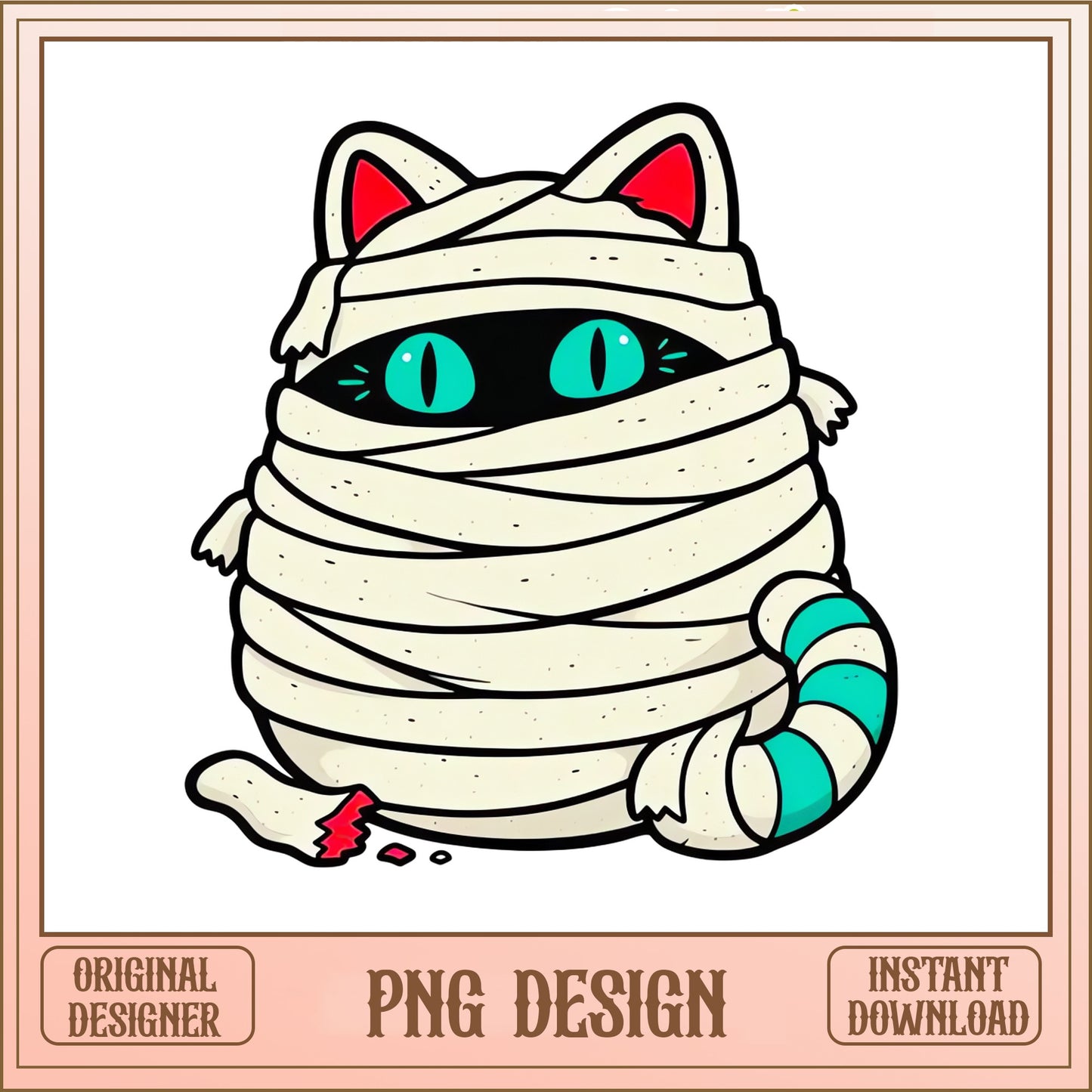 Halloween Mummy Cat PNG, Spooky Cat Clipart, Halloween PNG