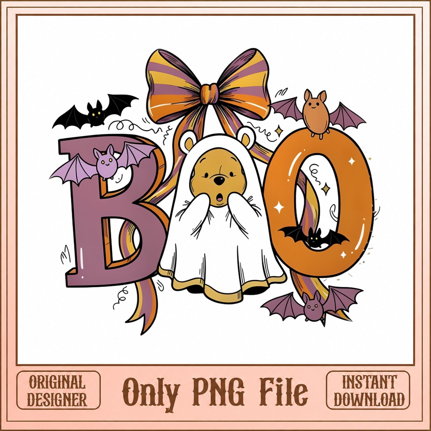 Halloween Winnie The Pooh Ghost SVG, Boo Disney SVG, PNG