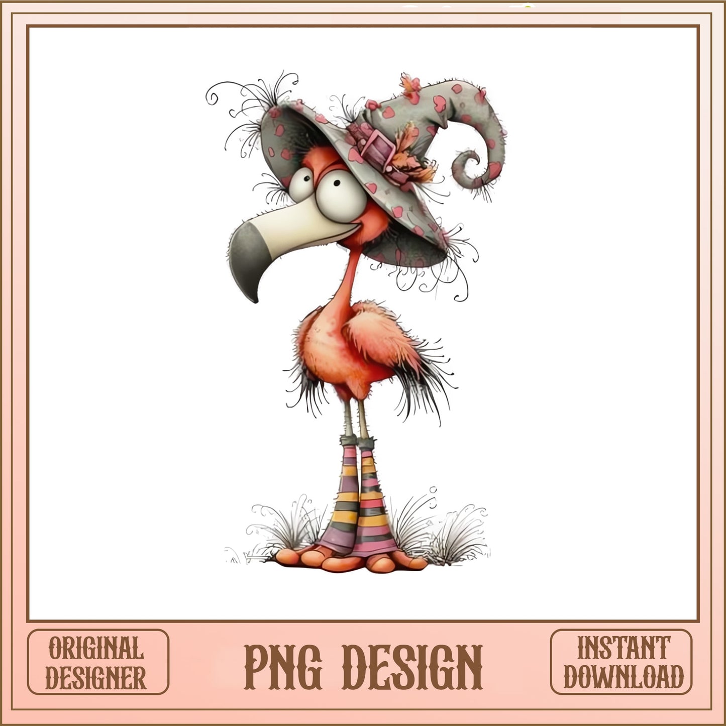 Halloween Witch Flamingo PNG, Funny Flamingo Clipart, Halloween PNG