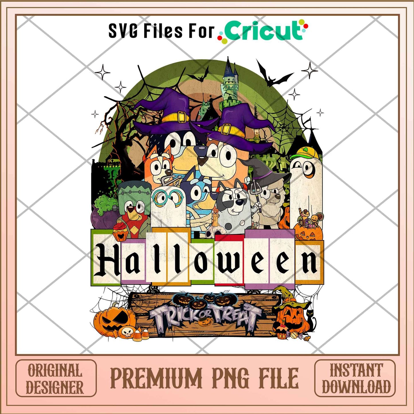 Halloween bluey and bingo png, Bluey characters png, Digital Download