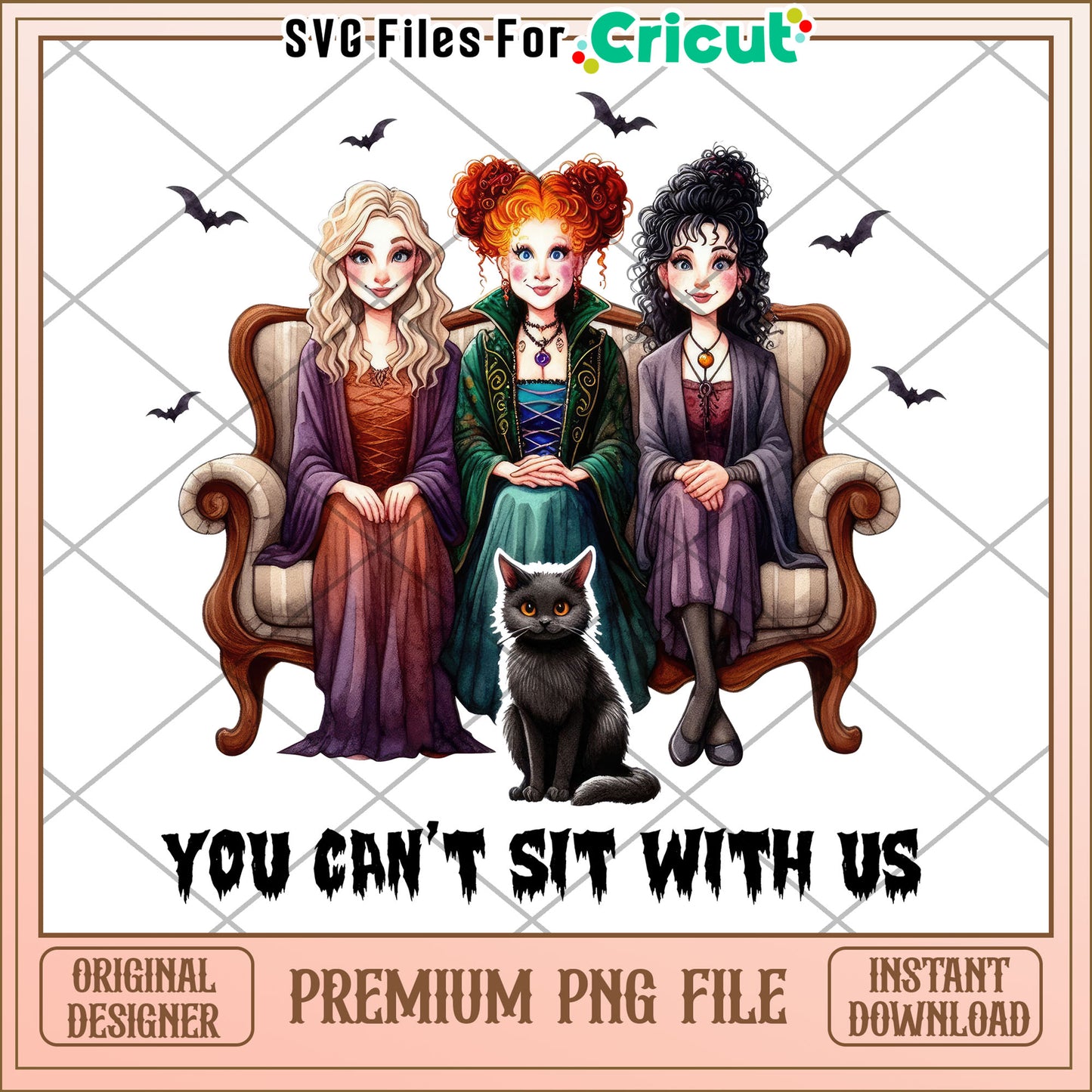 Halloween design you cant sit with us png, happy halloween png, funny quotes png