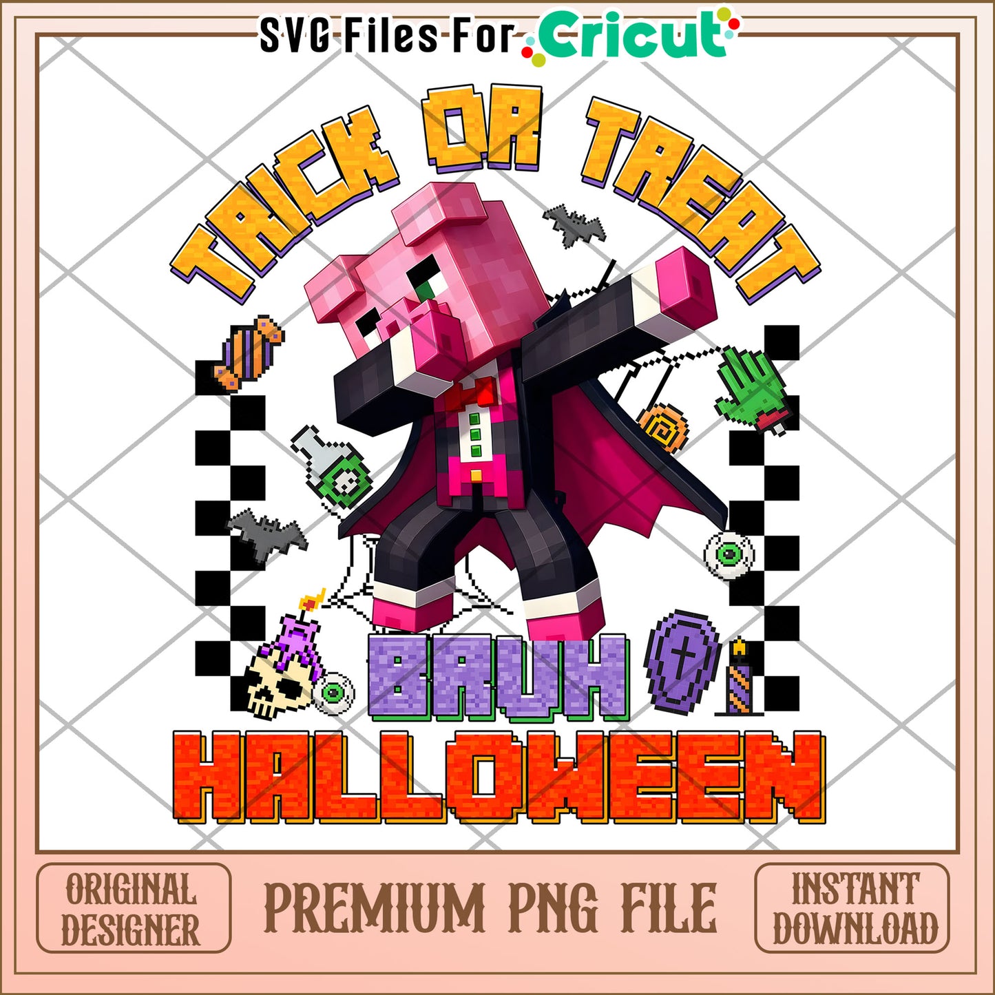 Halloween minecraft pig png, halloween wallpaper png, halloween pumpkin png