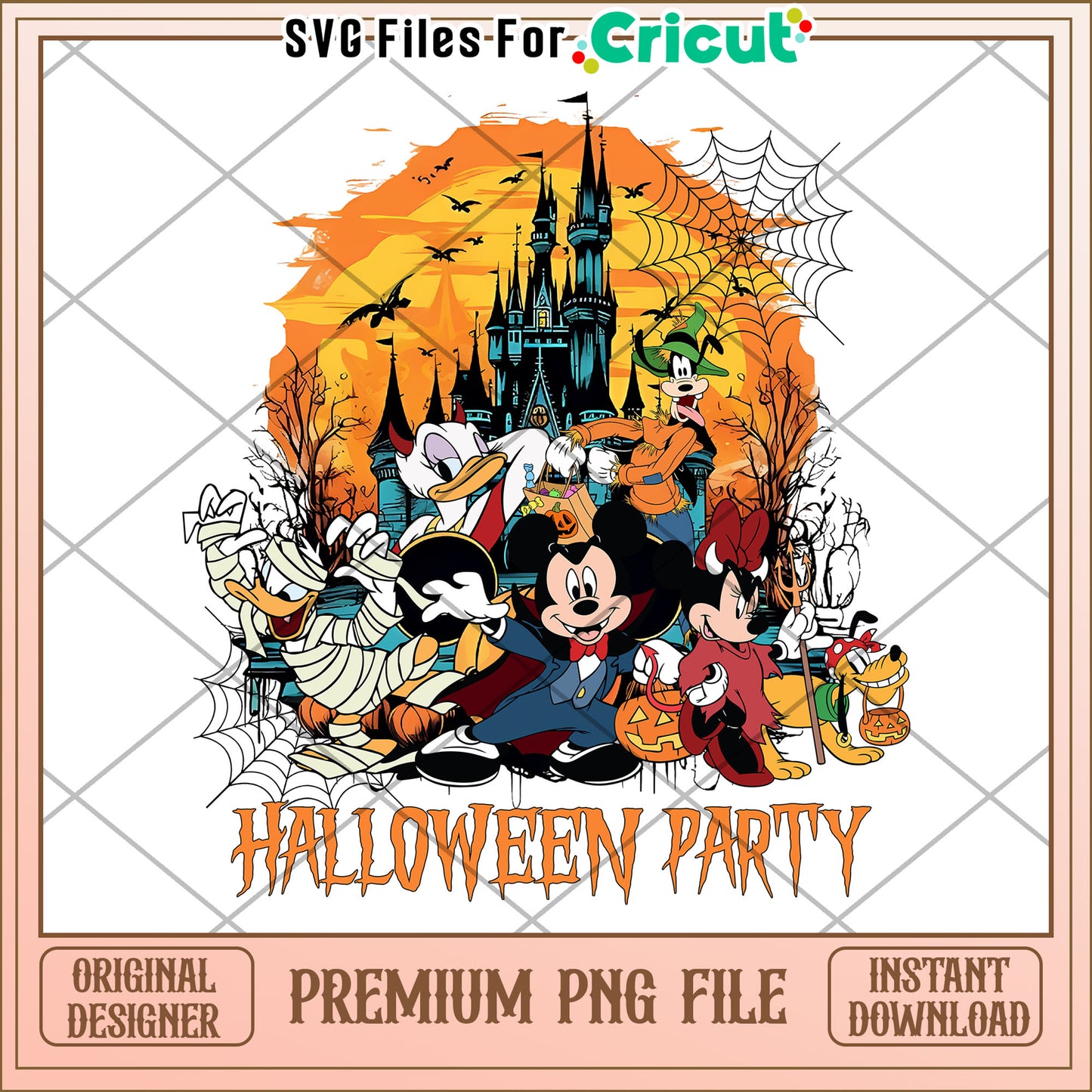 Halloween party mouse and friends png, spirit halloween png, halloween decor png