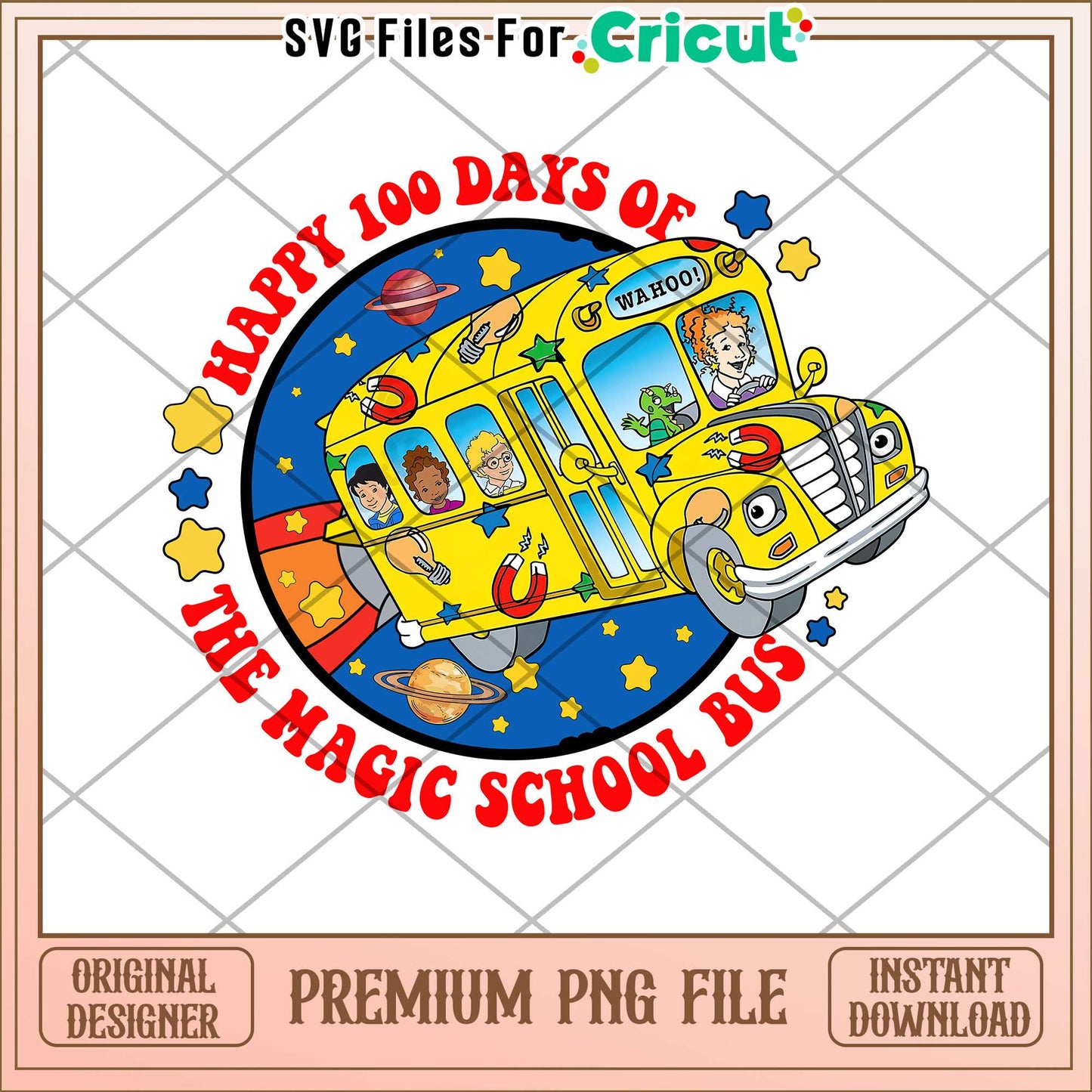 Happy 100 days of school bus png, the magic school bus png