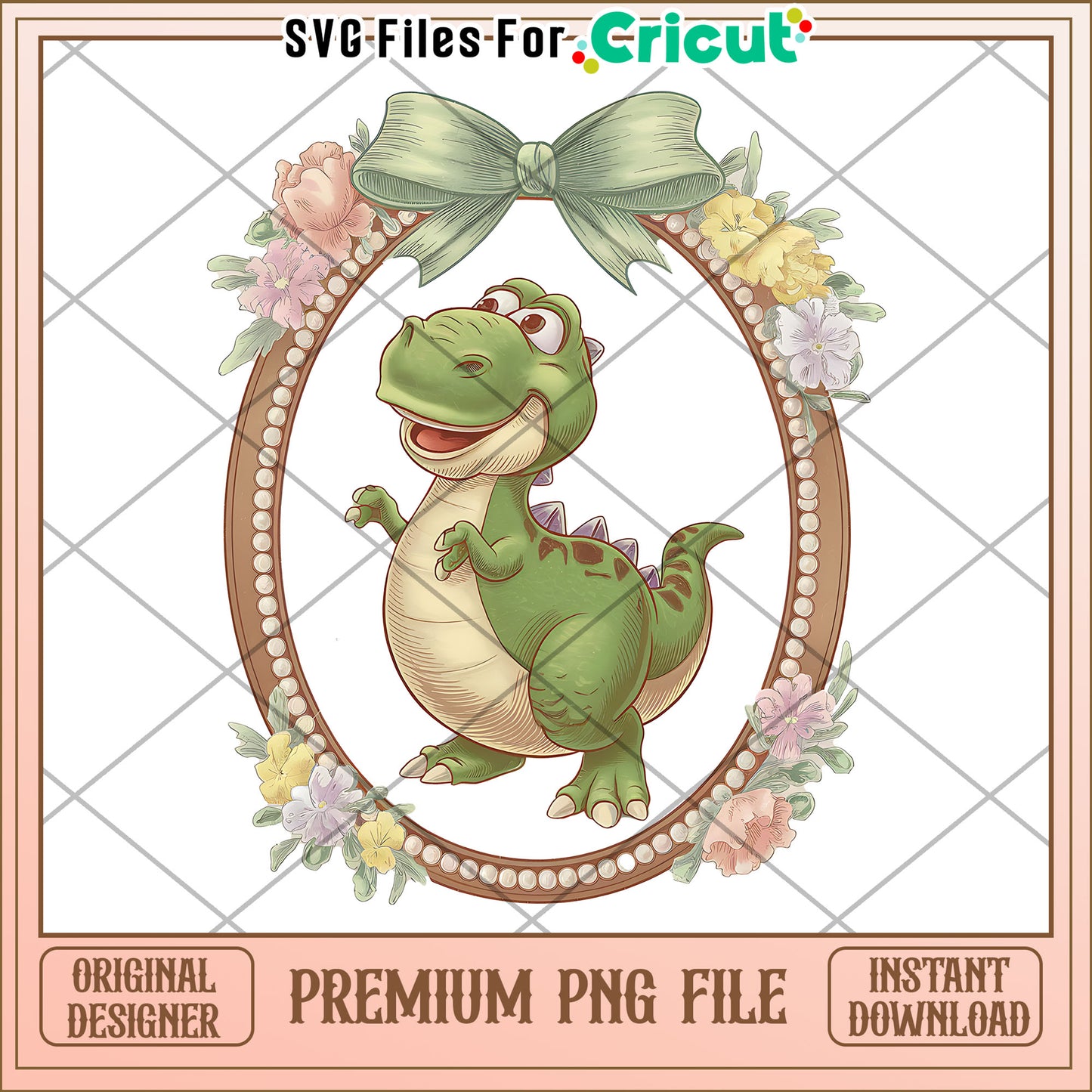 Happy Cartoon Dinosaur PNG File, Perfect for Craft Projects