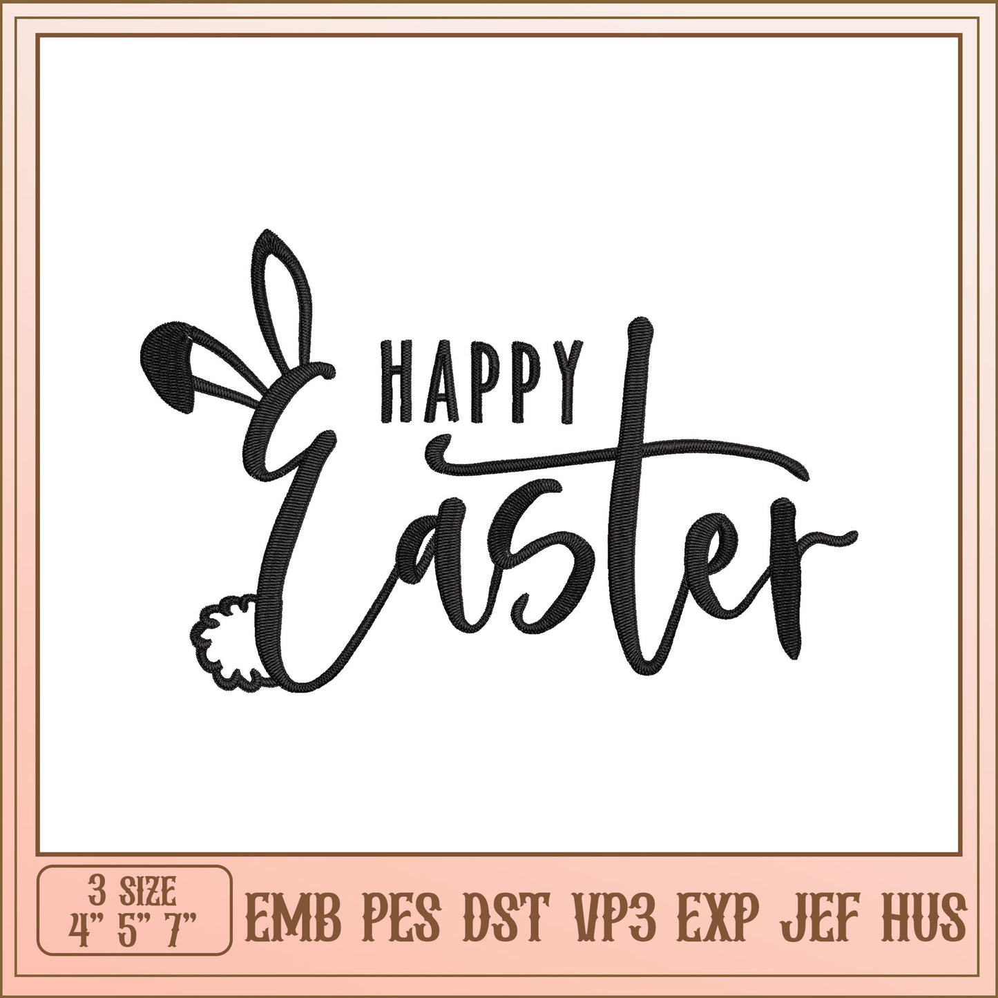 Happy Easter Bunny Embroidery Design