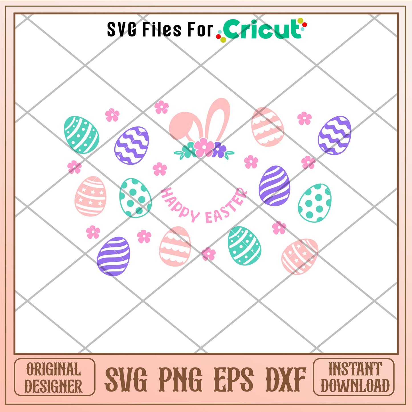 Happy Easter Bunny Full Wrap, Happy Easter Bunny Full Wrap Svg