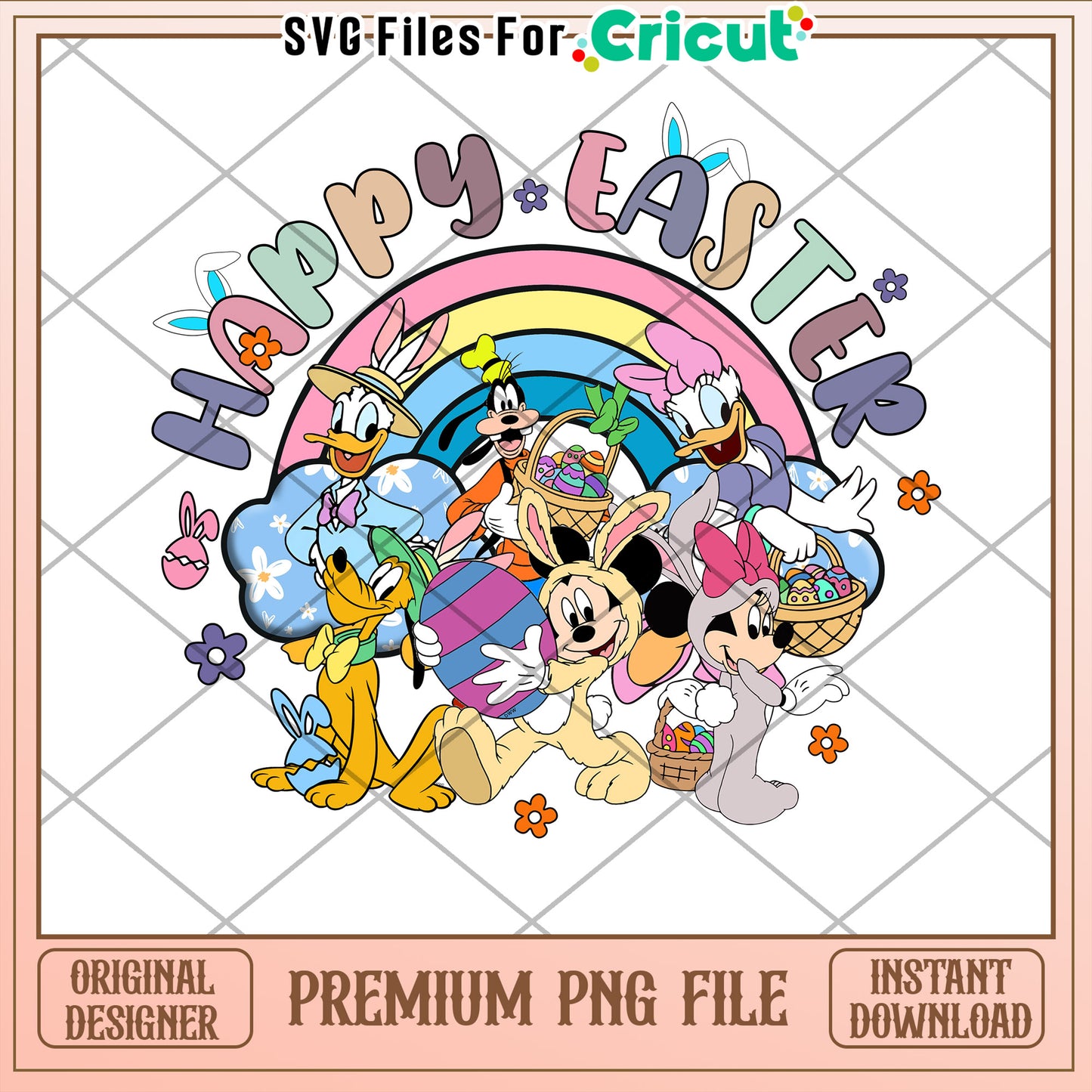 Happy Easter Disney Characters PNG for Crafts and Designs