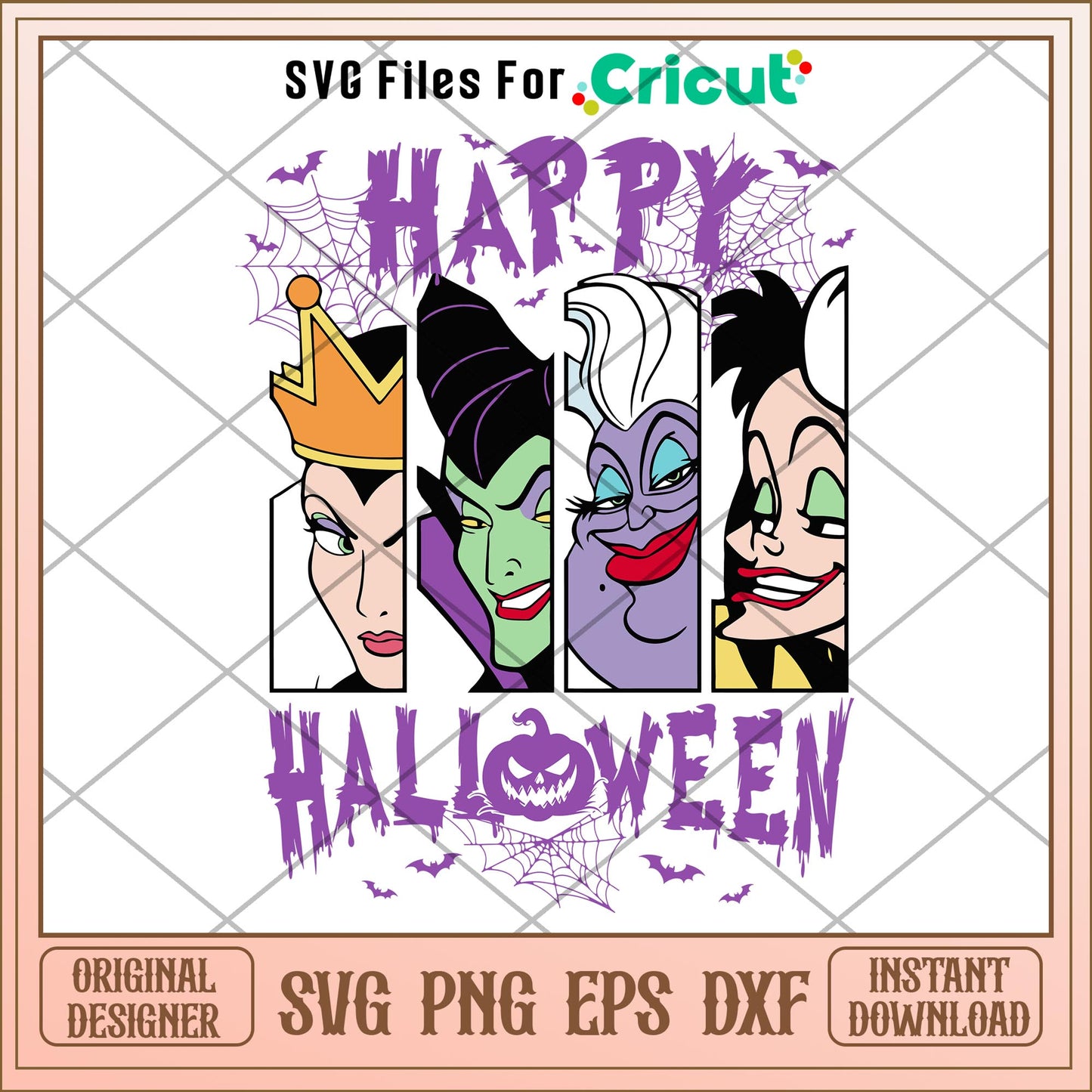 Happy Halloween Halloween Villains svg, Disney characters svg, Digital Download