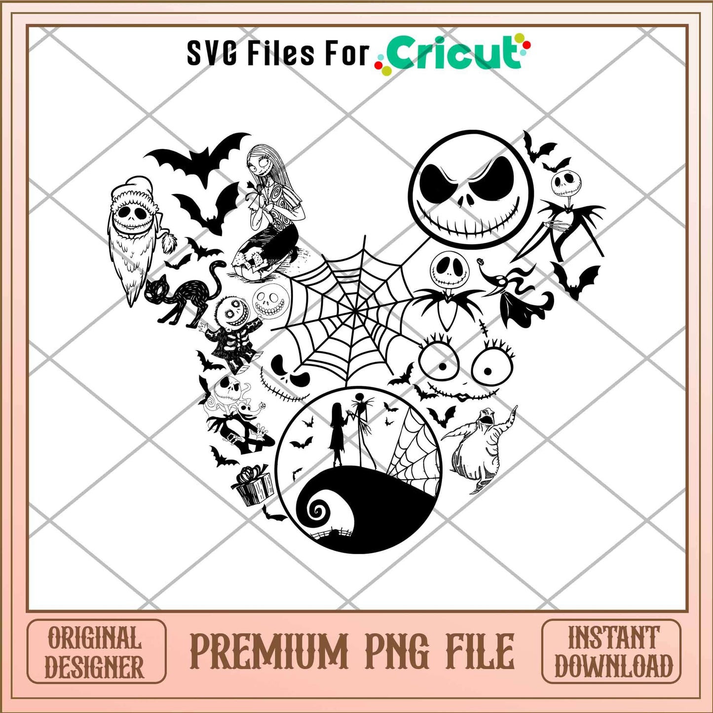 Happy Halloween Trick Or Treat Png, Nightmare Before Christmas characters png, Digital Download
