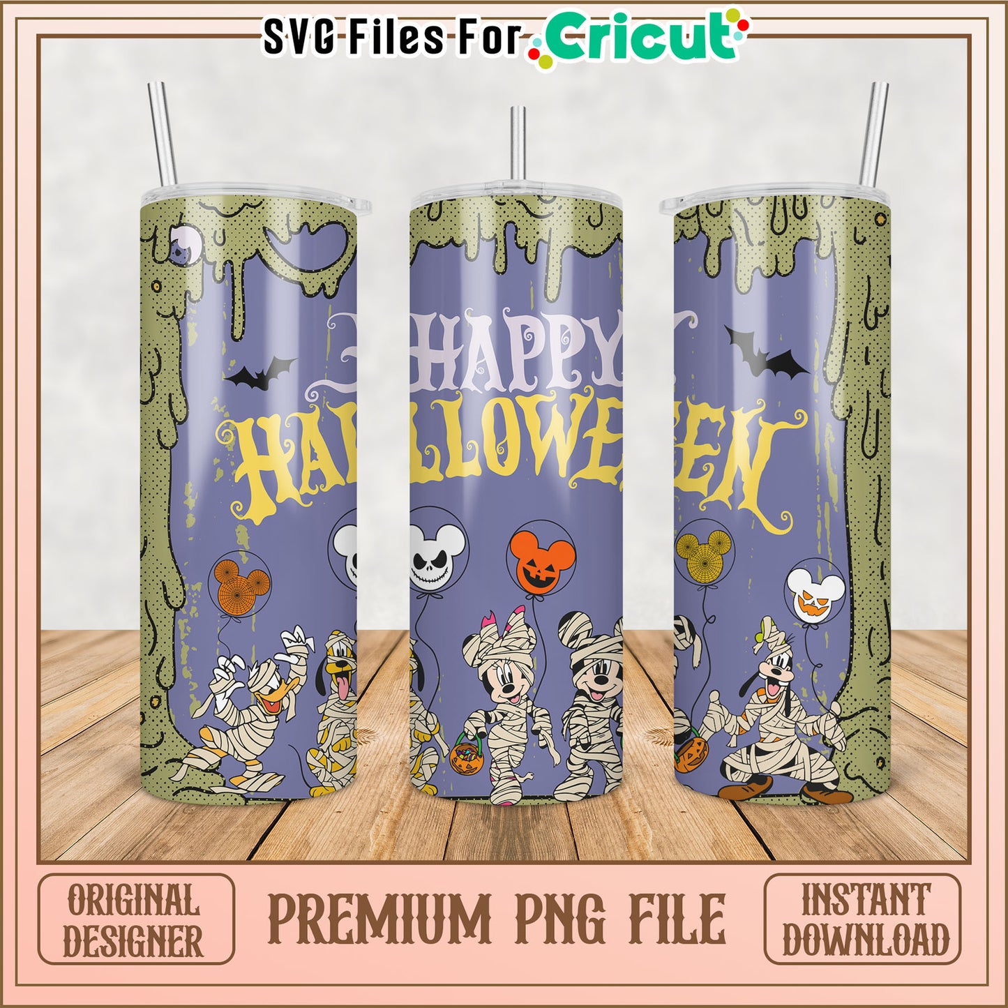 Happy Halloween Tumbler Design PNG File for Cricut Download