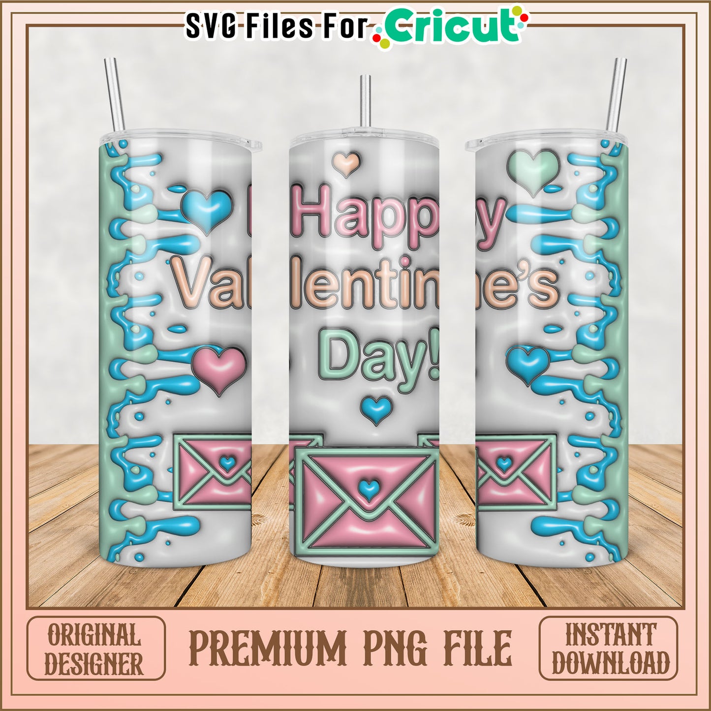 Happy Valentines Day Tumbler Clipart PNG for Crafts and Design