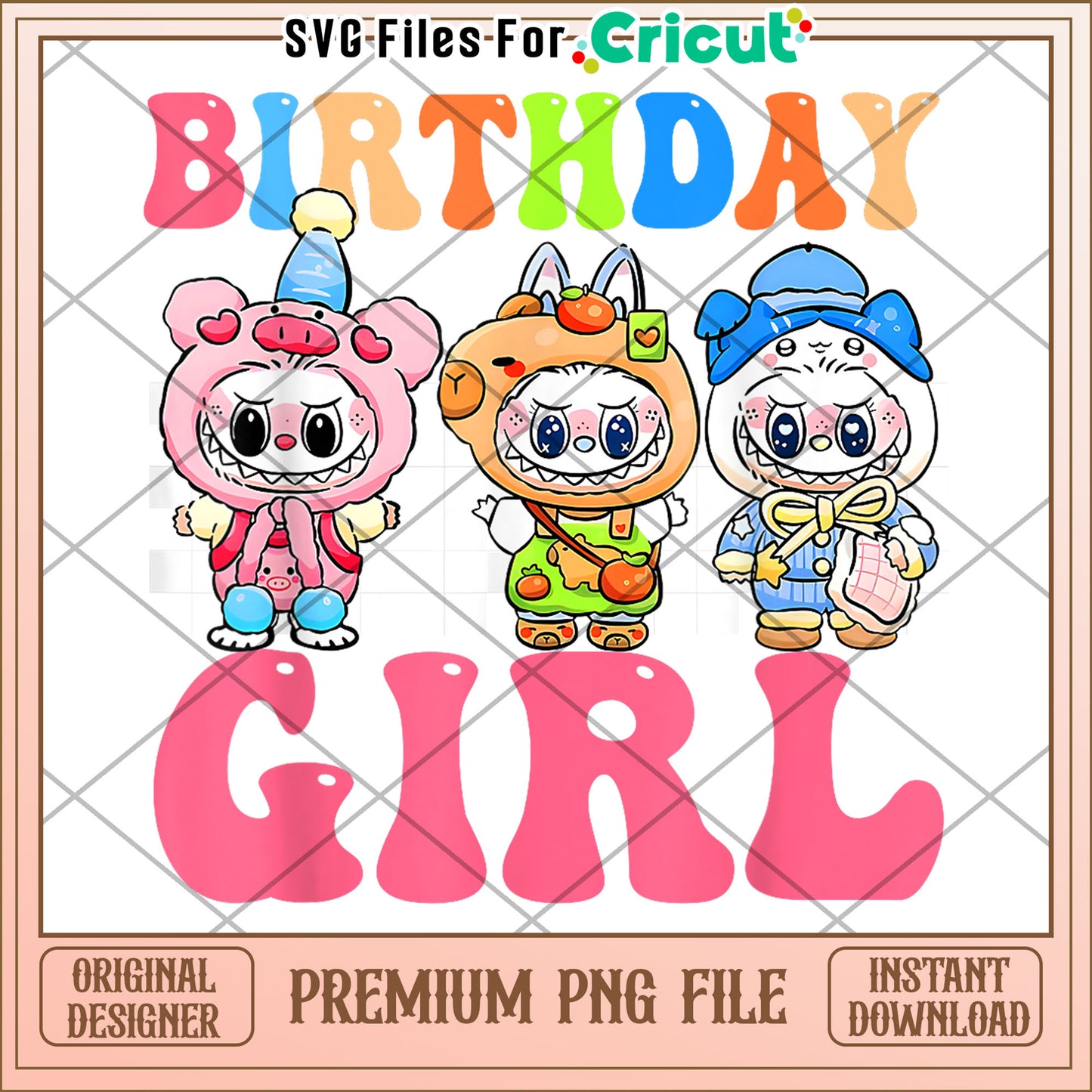 Happy birthday shirt girls kids teens labubu bday decoration png, popmart labubu png