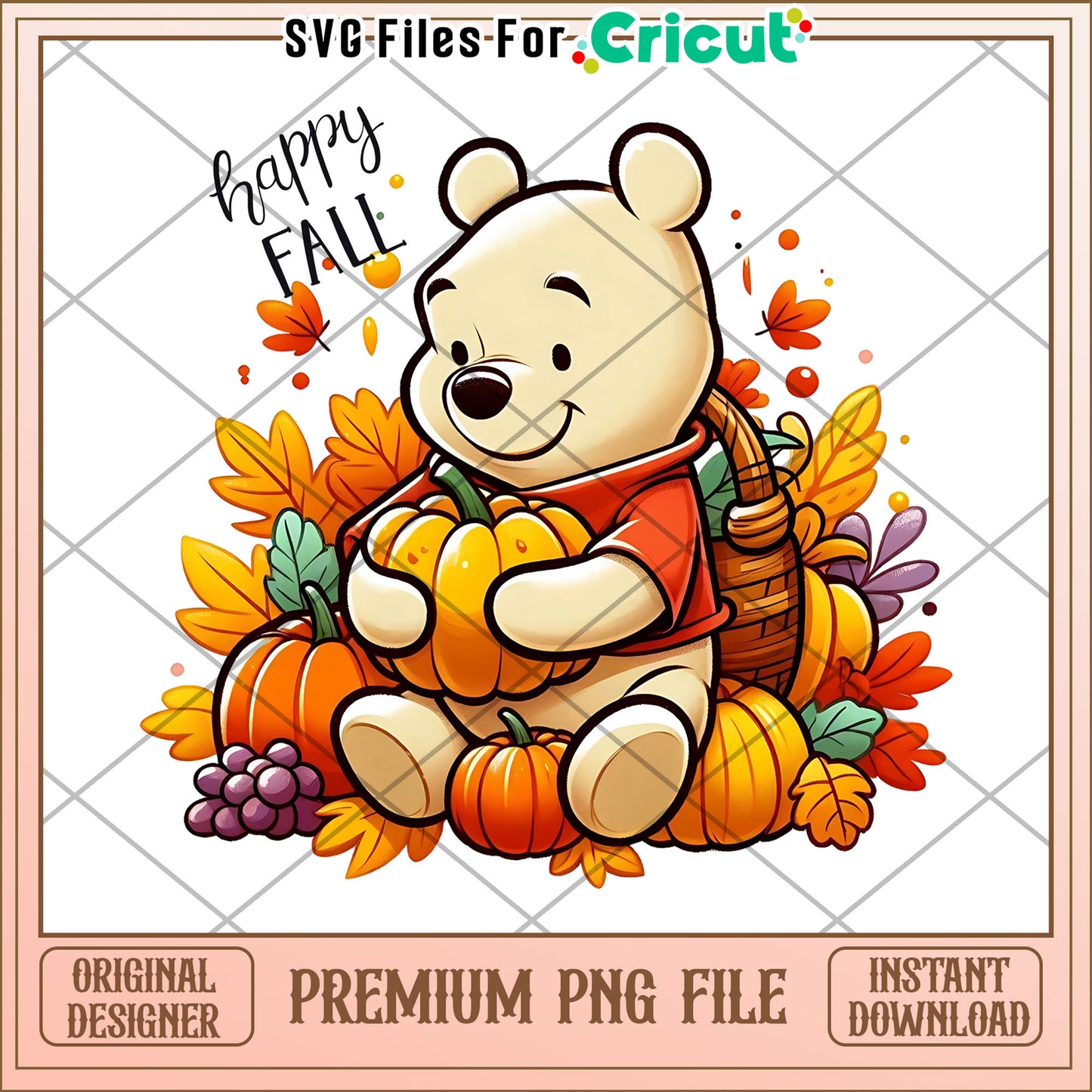 Happy fall pooh png, thanksgiving season png, winnie the pooh png