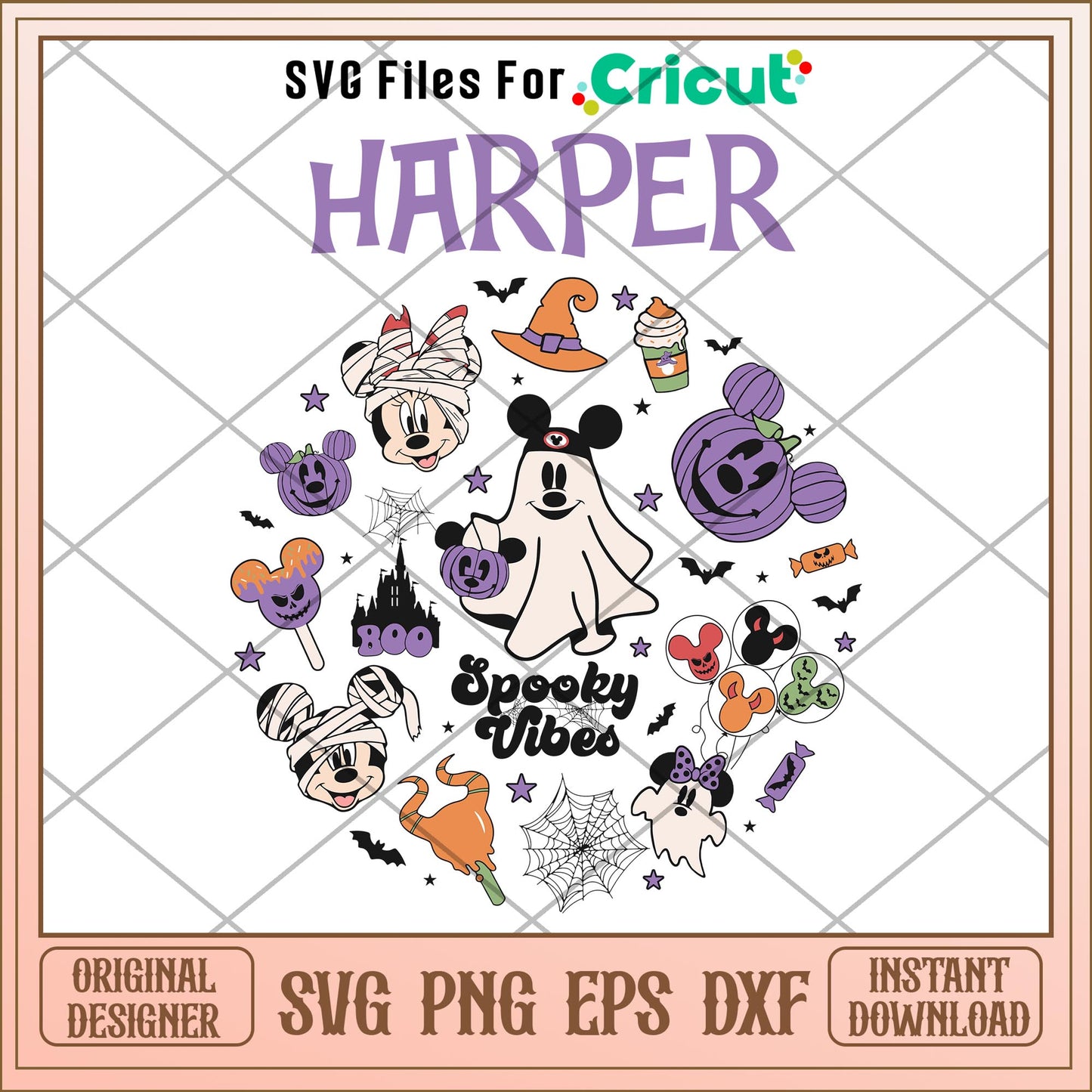 Harper Mouse halloween spooky vibes svg, Disney characters svg, Digital Download