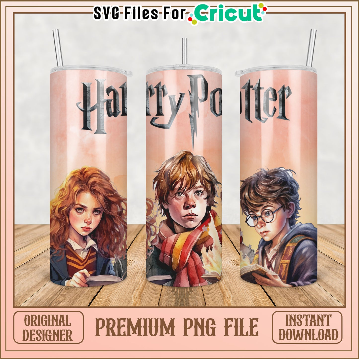 Harry Potter Tumbler Design PNG File for Cricut Crafting Projects
